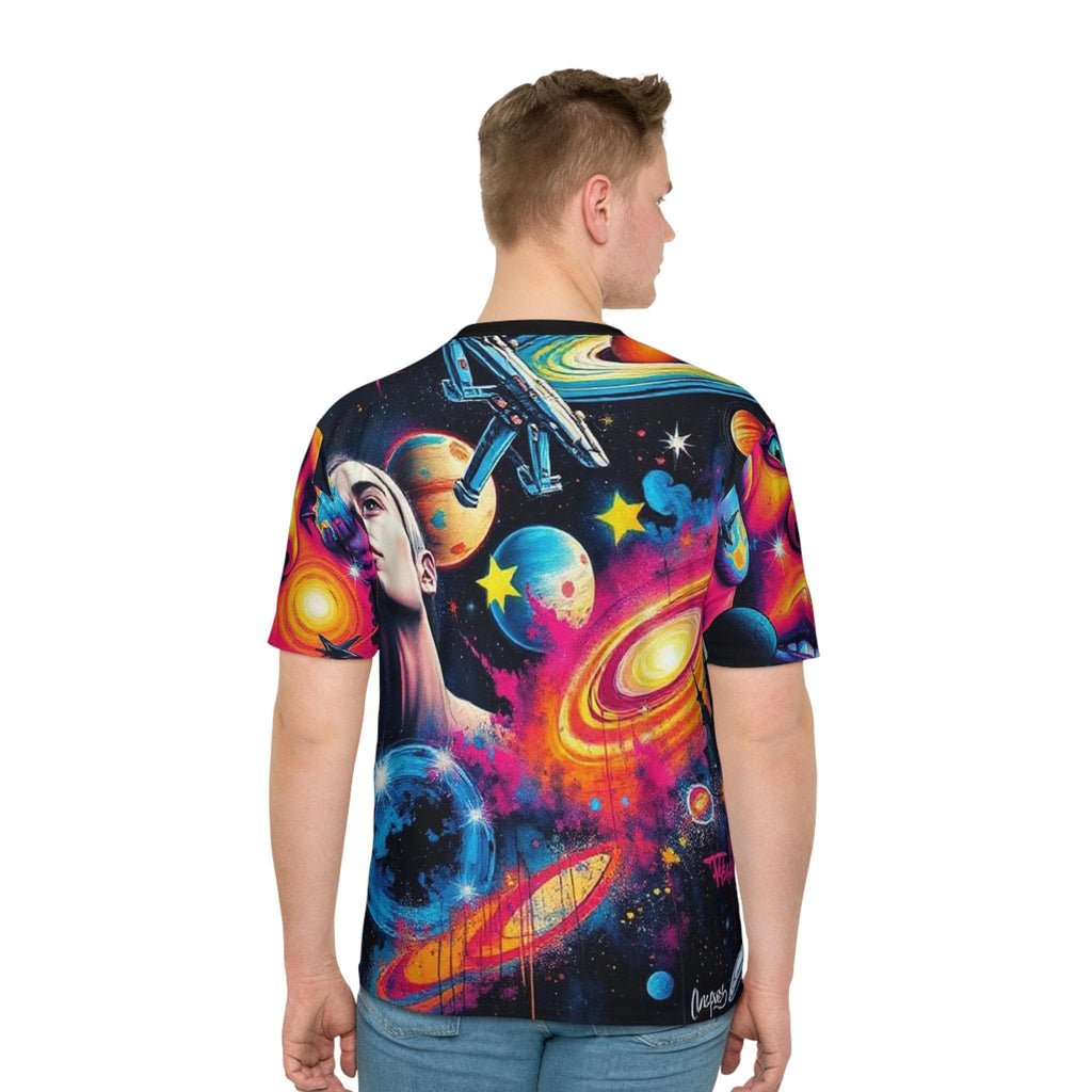 Psychedelic Space Face cosmic planets T-Shirt | All-over print