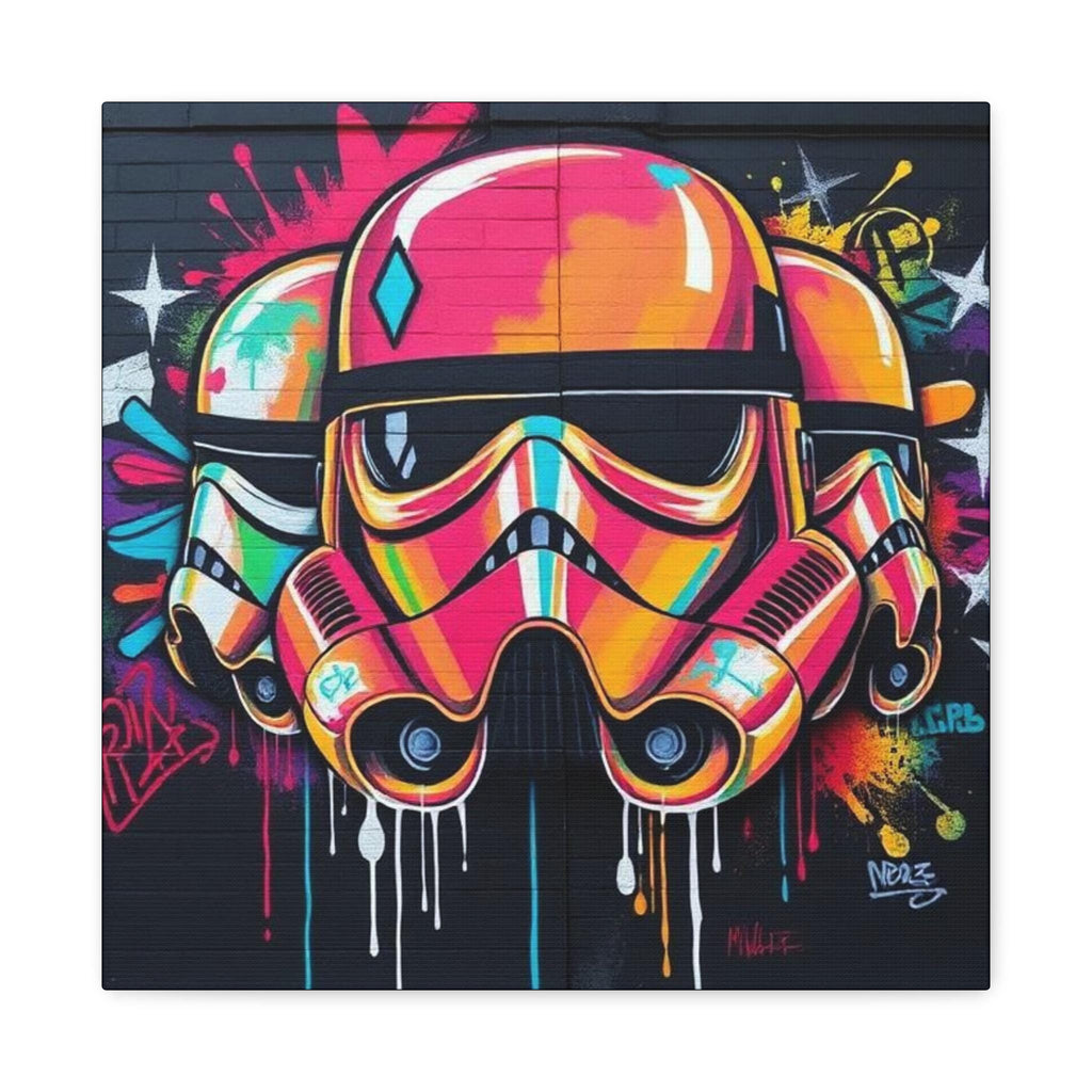 Neon Graffiti Space Trooper Canvas | Matte Stretched Wall Art