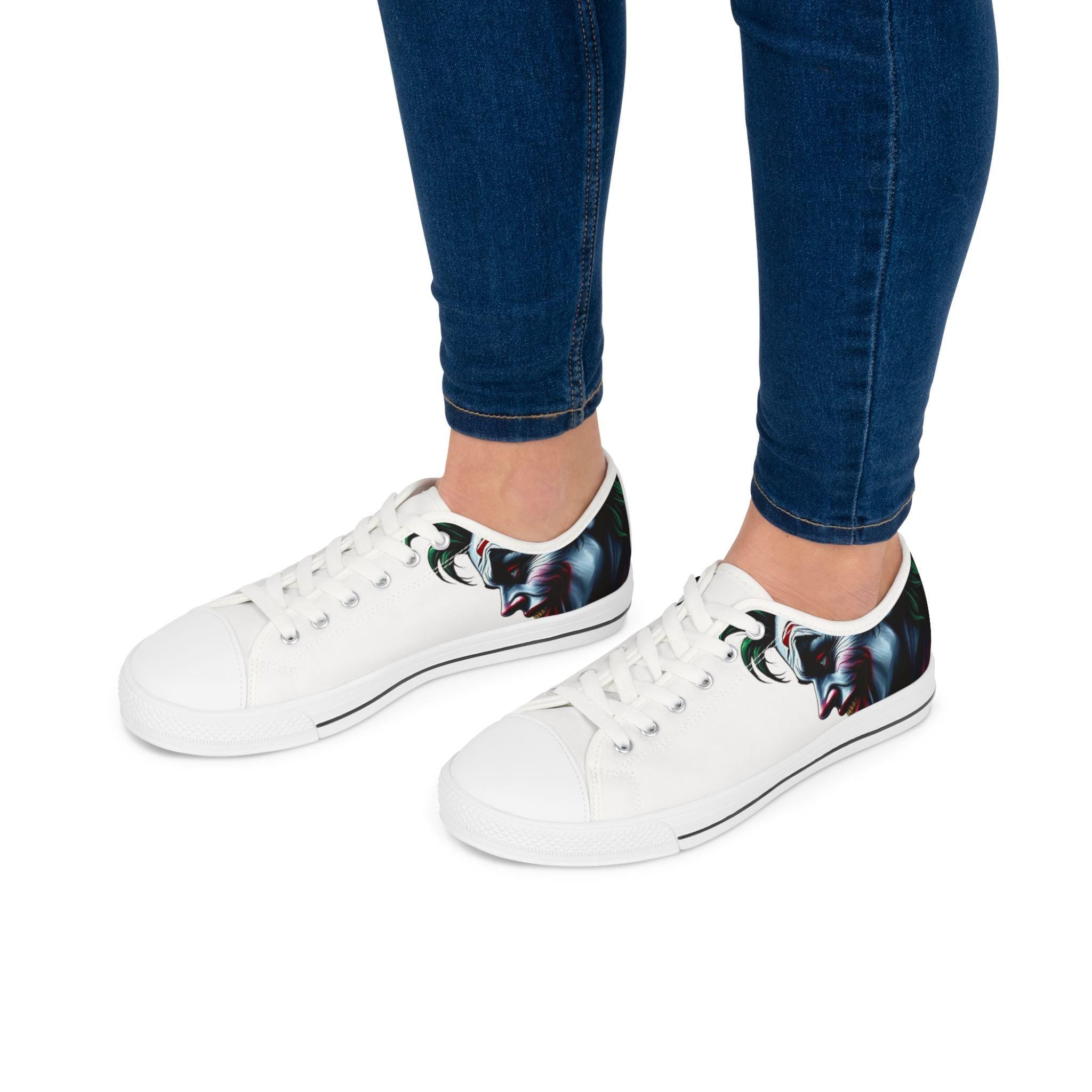 Joker Face Illustration Sneakers Women's Low Top Sneakers | Comic Villain Art