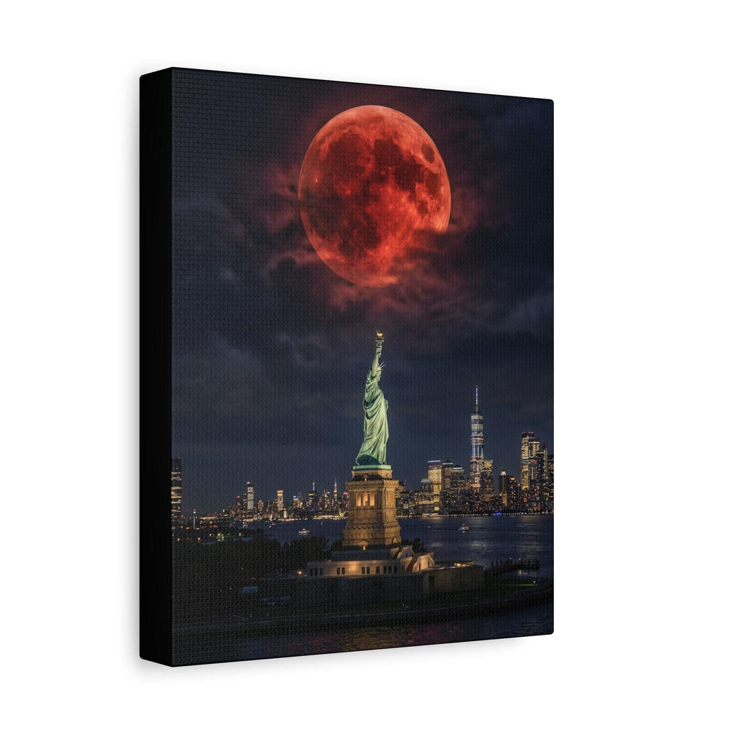 Blood Moon over New York City Matte Canvas | NYC Night Skyline Wall Art