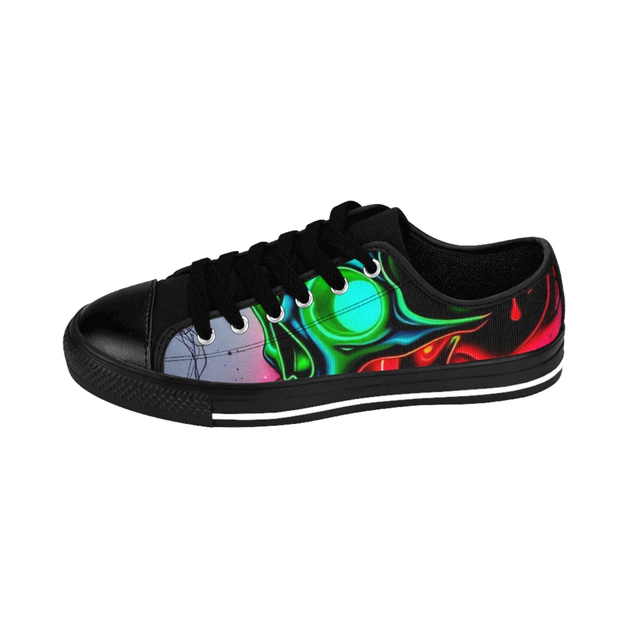 Neon Green Skull Abstract Women's Sneakers | Colorful Electric Pattern