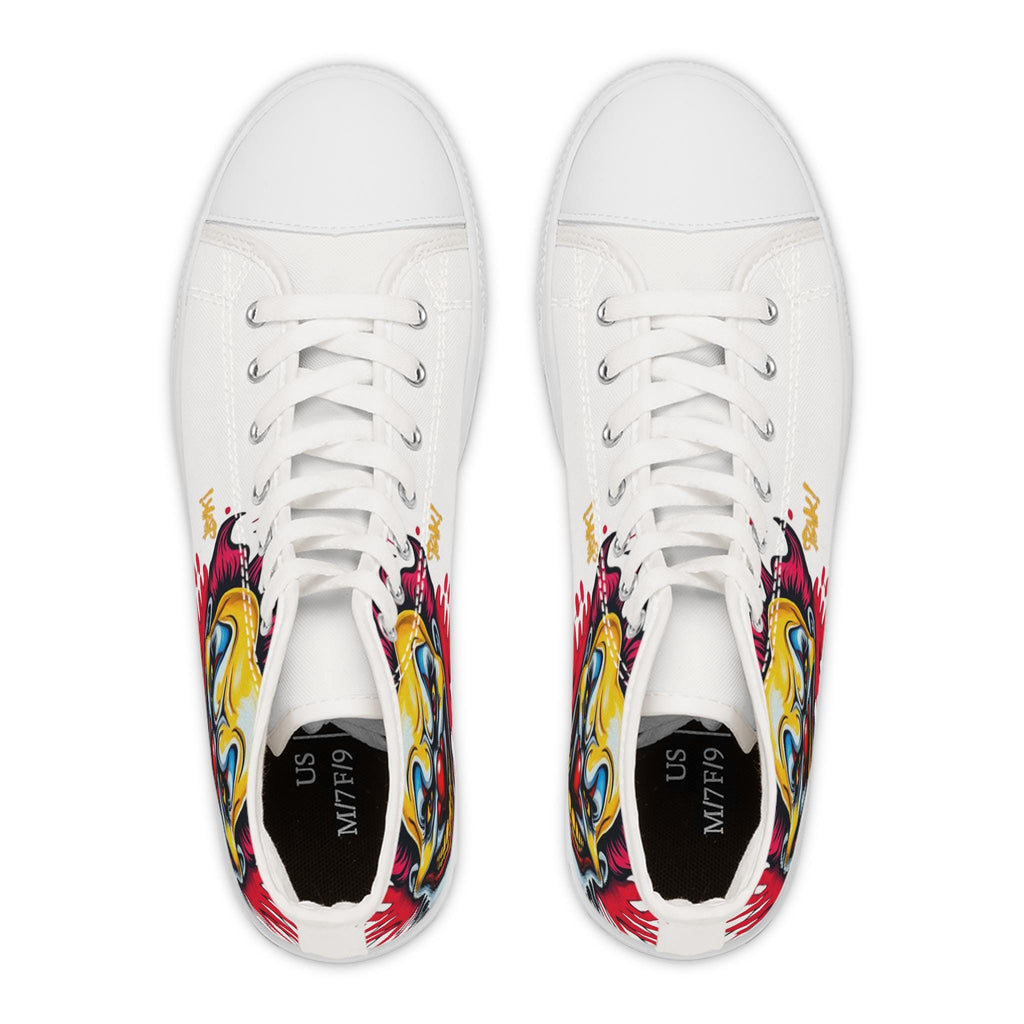 Evil Circus Clown High Top Sneakers | Horror Joker Illustration Shoes