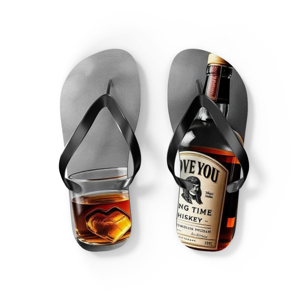 Whiskey Bottle and Heart Ice Flip Flops | Novelty Beach Sandals