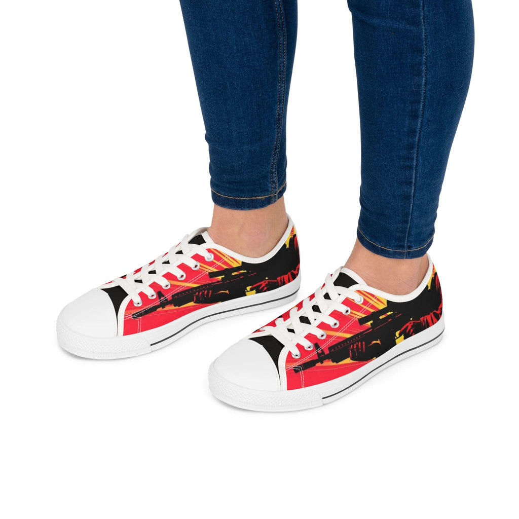 Sunburst Soldier Graphic Low Top Sneakers | Music Rock Instrument Shoes