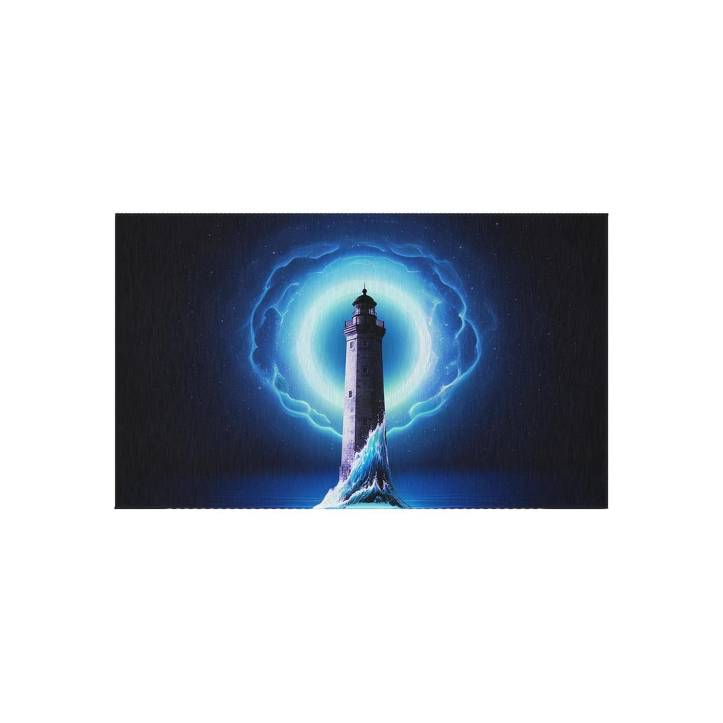 Lighthouse with Electric Aura Outdoor Rug | Nautical Coastal Decor