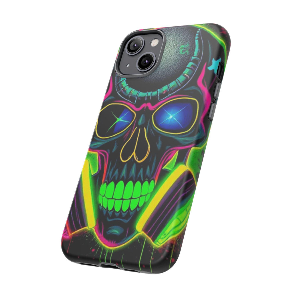 Neon Green Graffiti Skull Hard Shell Phone Case