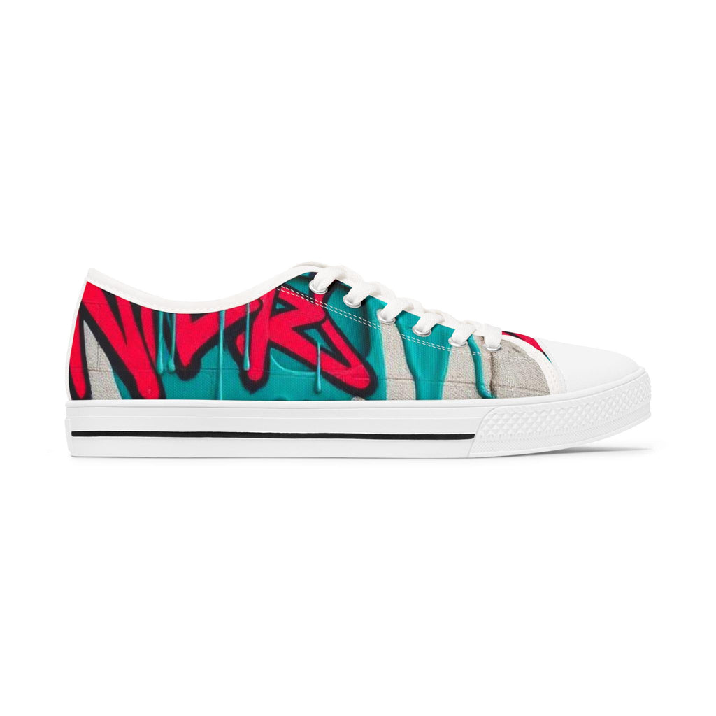 Teal Pink Street Graffiti Women's Low Top Sneakers