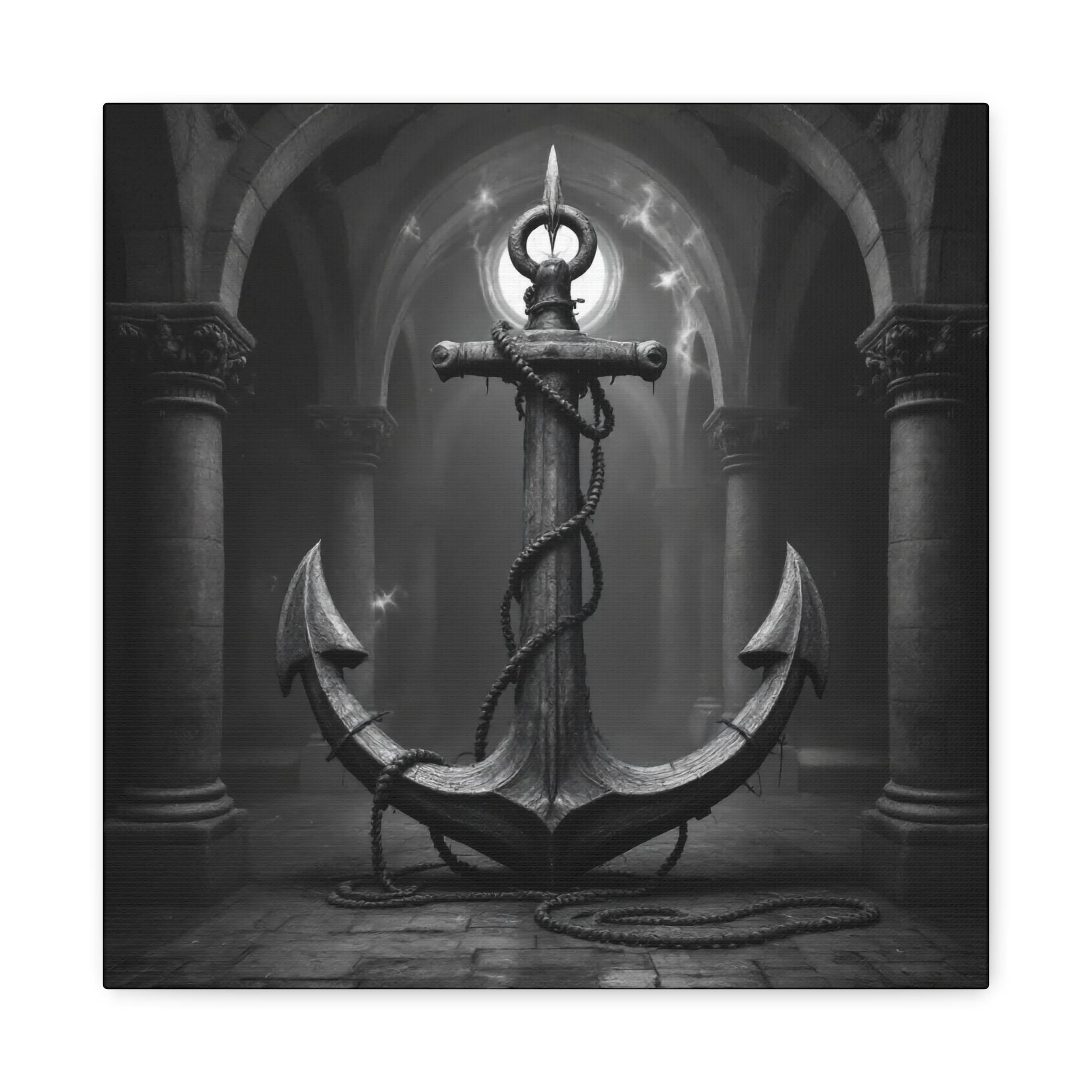 Anchor Shrine Canvas | Matte Stretched Wall Art, Gothic Nautical Decor