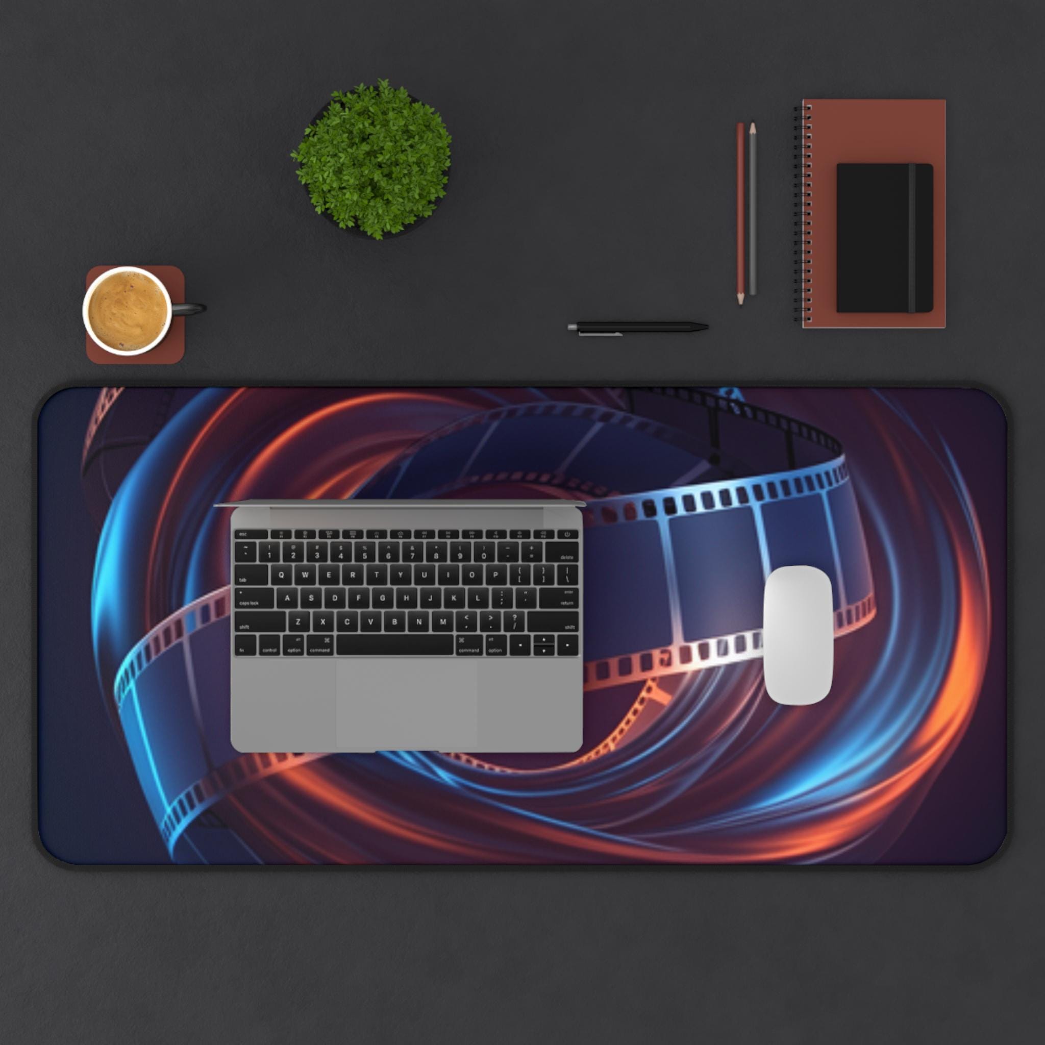 Cinematic Film Reel Swirl Desk Mat | Movie Theme Desk Pad