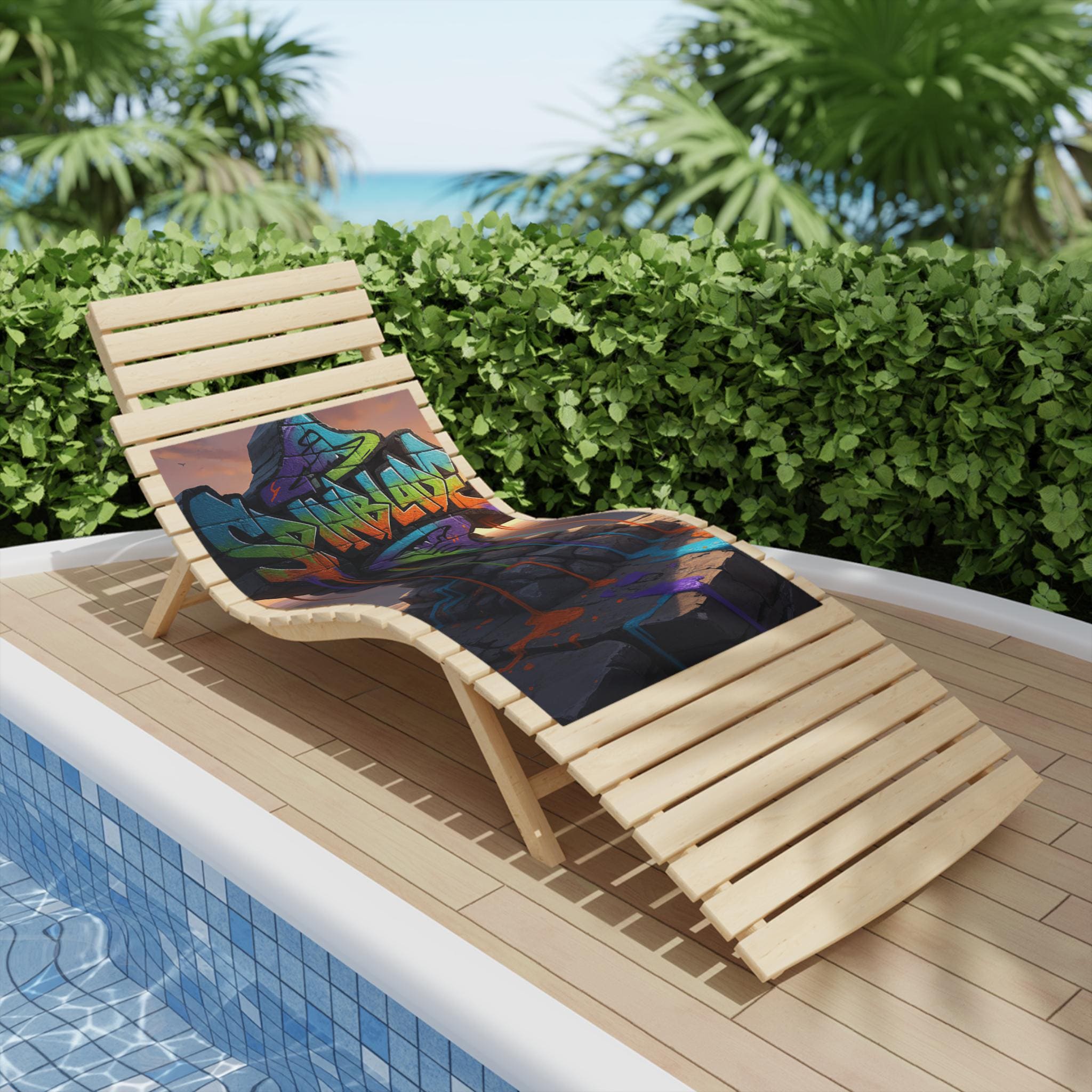 Graffiti Cross Design Beach Towel | Urban Street Art, Dripping Paint