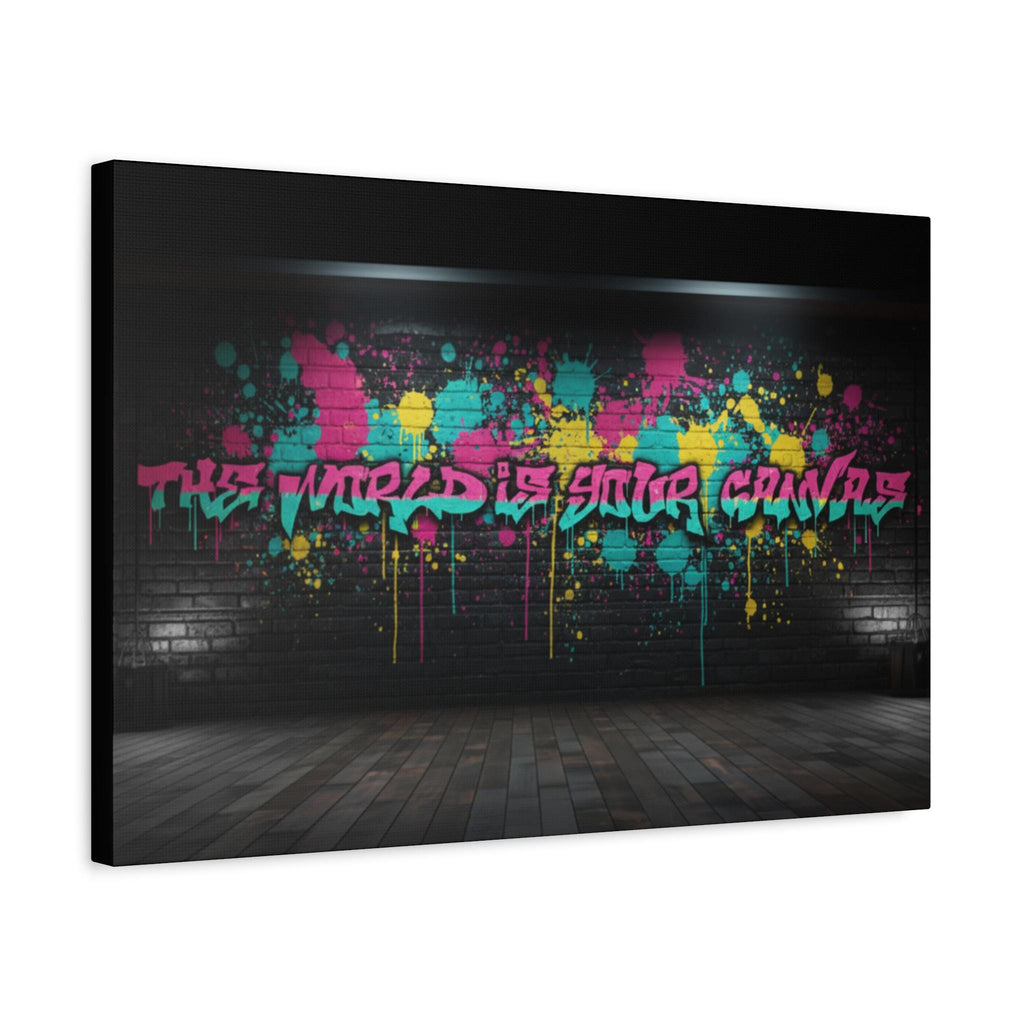 Graffiti Splatter Canvas Art | Pink Teal Street Art Print, Urban Wall Decor