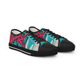 Teal Pink Graffiti Sneakers | Men's Low Top Street Art Canvas Shoes