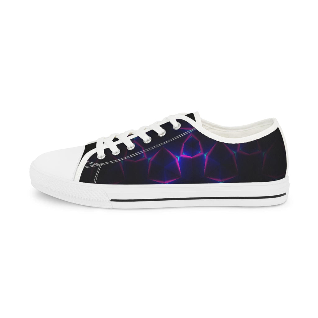 Neon Plasma Pattern Men's Low Top Sneakers | Electric Purple Grid