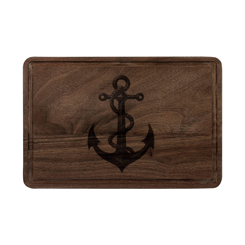 Nautical Anchor Engraved Wooden Cutting Board | Rustic Paddle or Rectangle