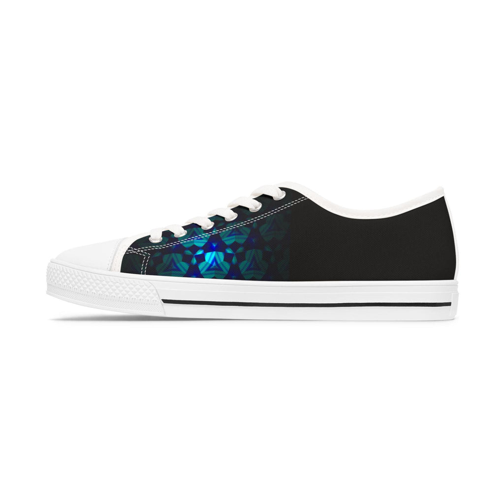 Teal Geometric Mosaic Women's Low Top Sneakers | Abstract Blue Pattern