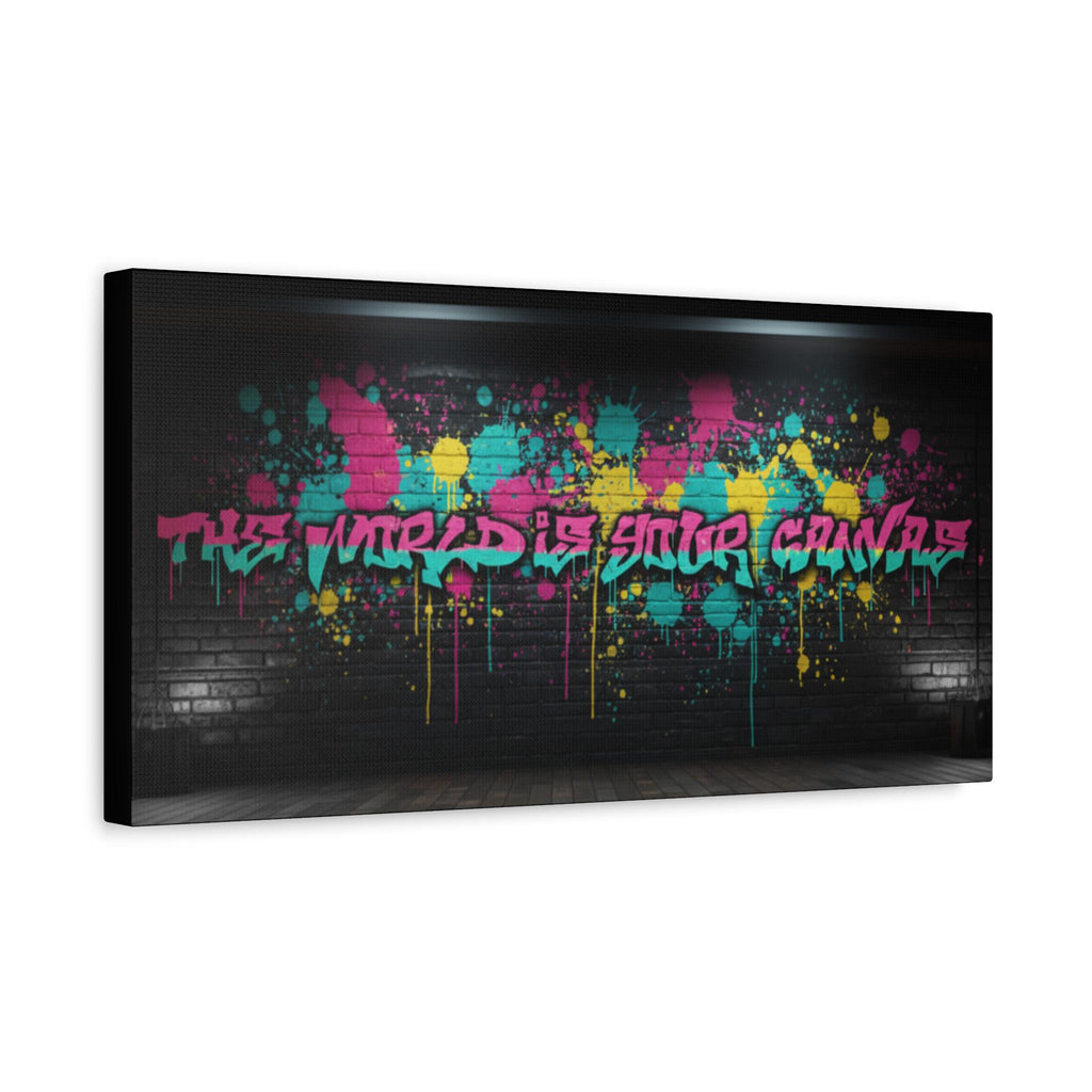 Graffiti Splatter Canvas Art | Pink Teal Street Art Print, Urban Wall Decor