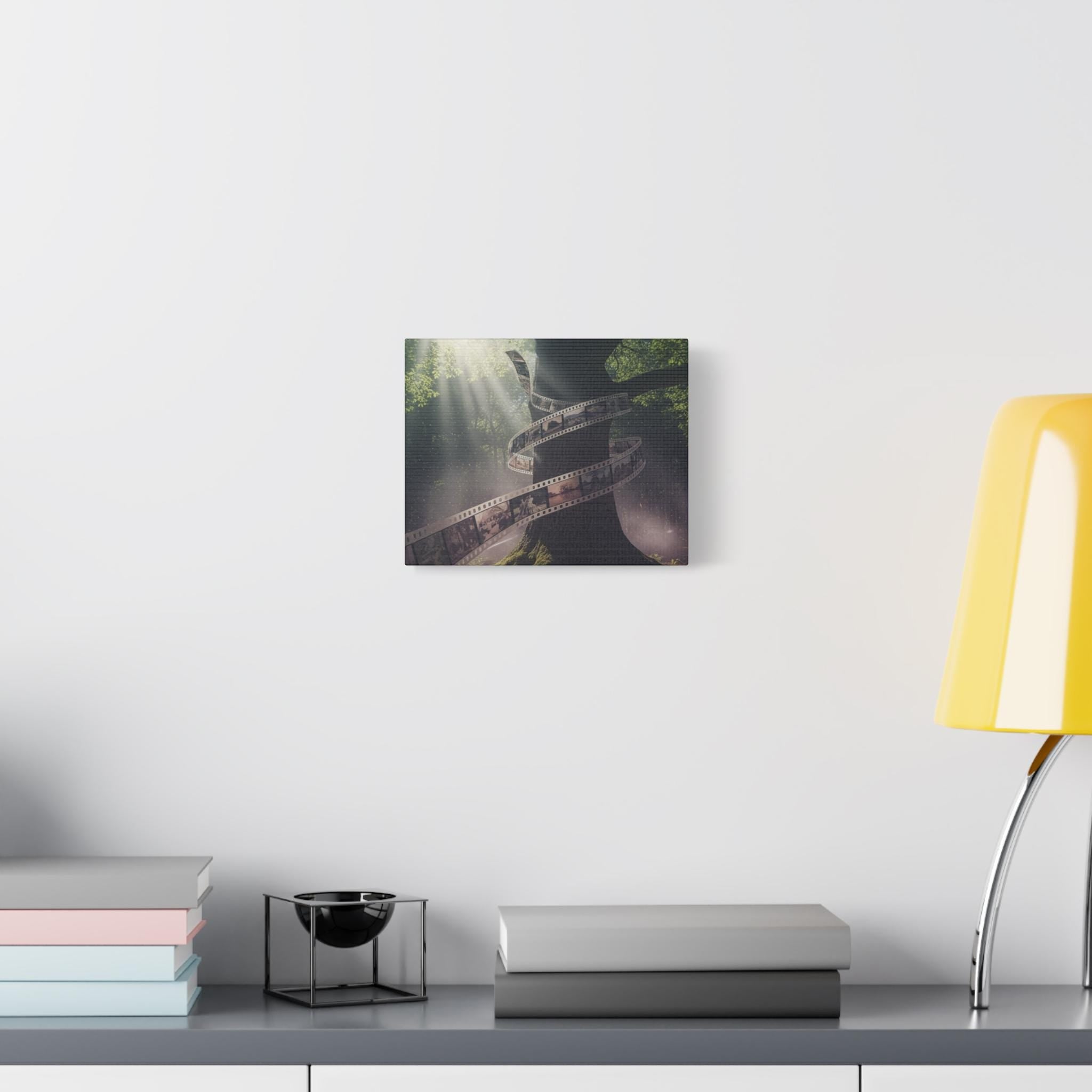 Film Reel Tree canvas | Vintage photo strip forest wall art