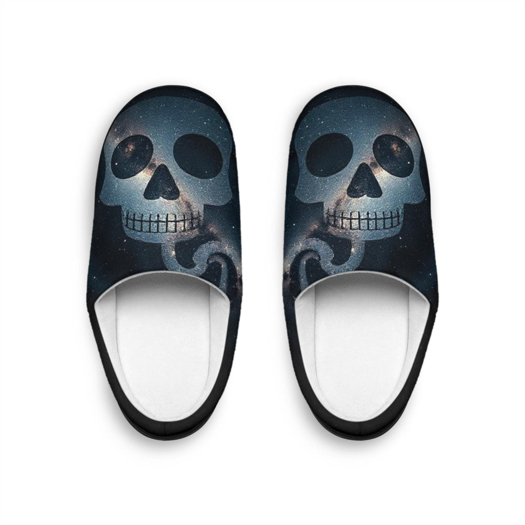 Space Skull Slippers | Men's Cozy Flannel Fleece Indoor Footwear
