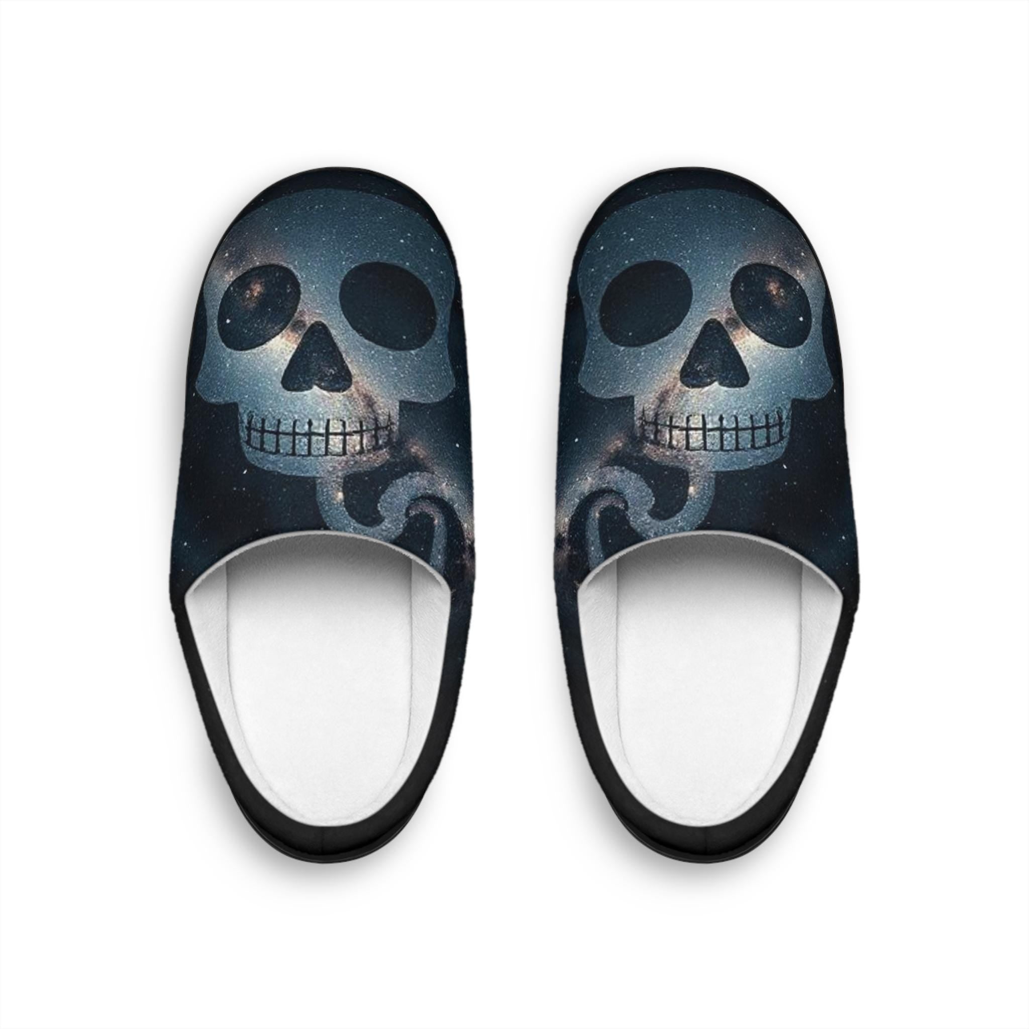 Space Skull Slippers | Men's Cozy Flannel Fleece Indoor Footwear
