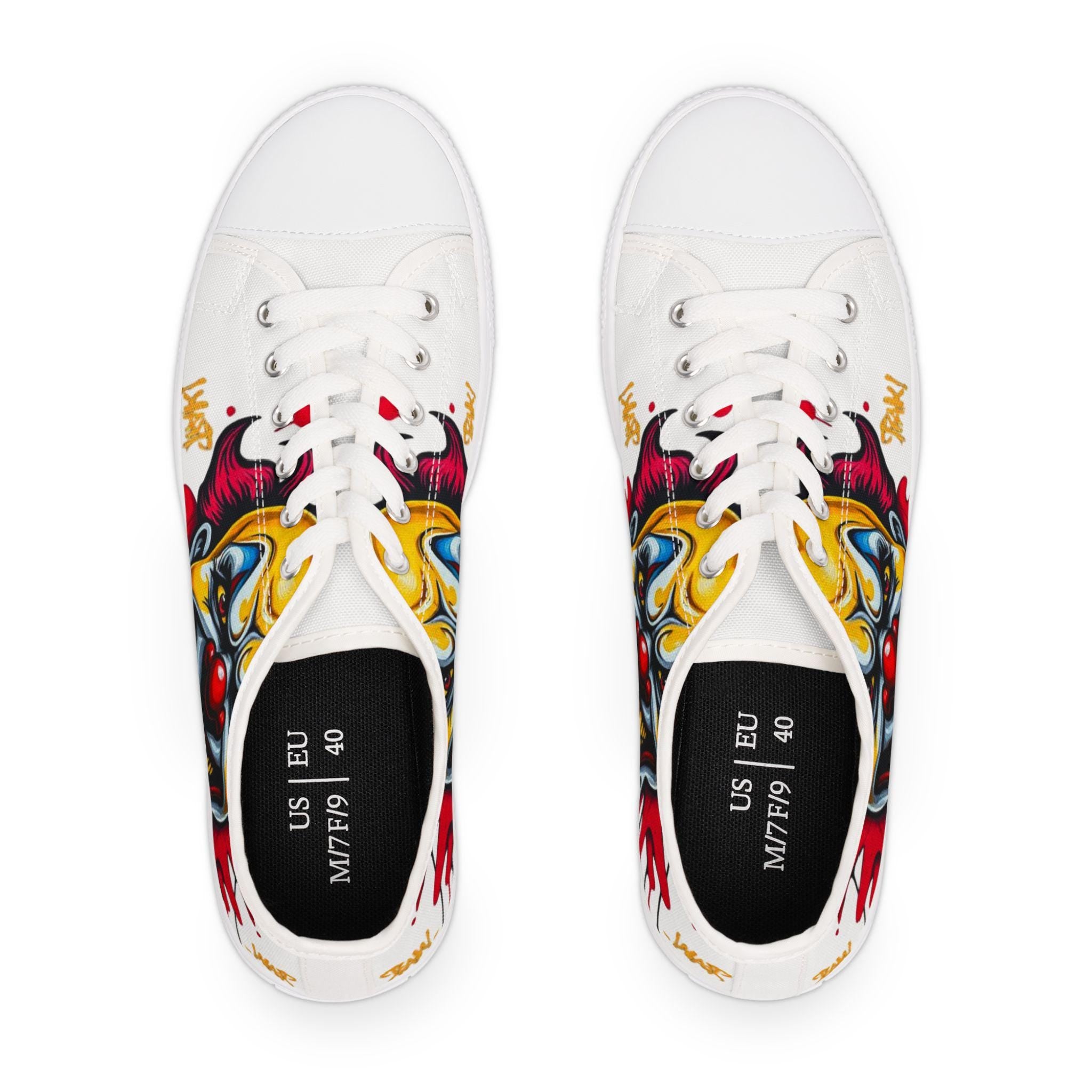 Evil Circus Clown Women's Low Top Sneakers | Horror Graffiti Art