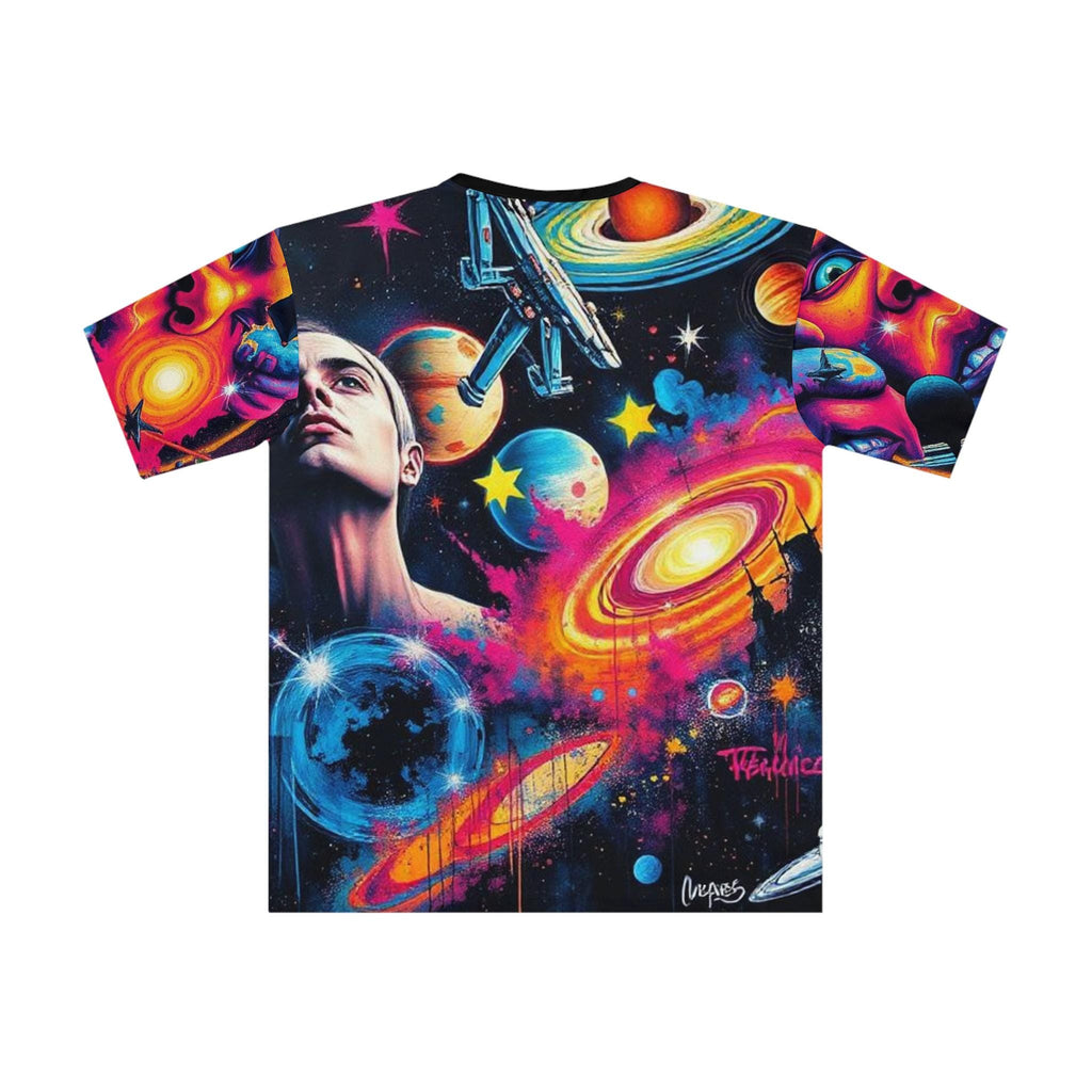 Psychedelic Space Face cosmic planets T-Shirt | All-over print