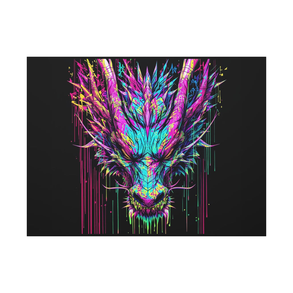 Neon Dripping Dragon Matte Canvas