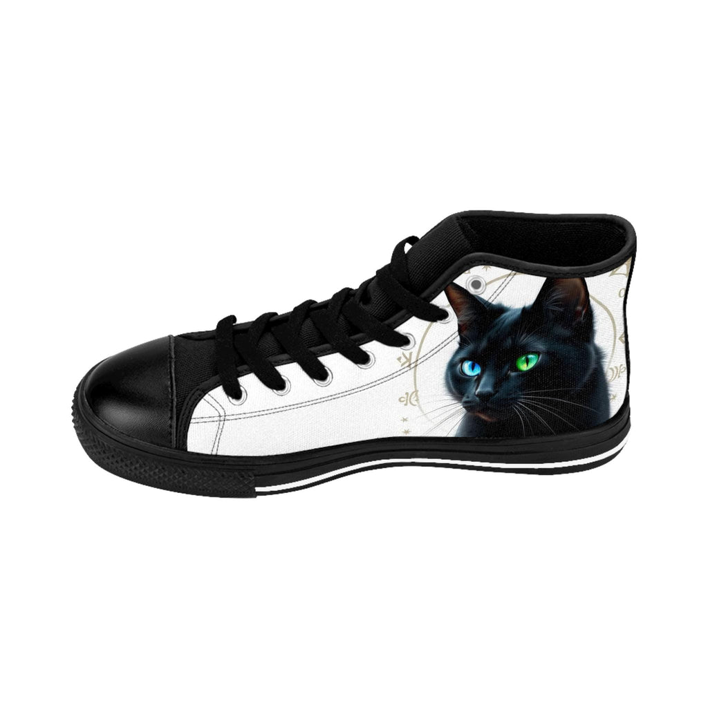 Black Cat Portrait Sneakers | High Top Canvas Shoes