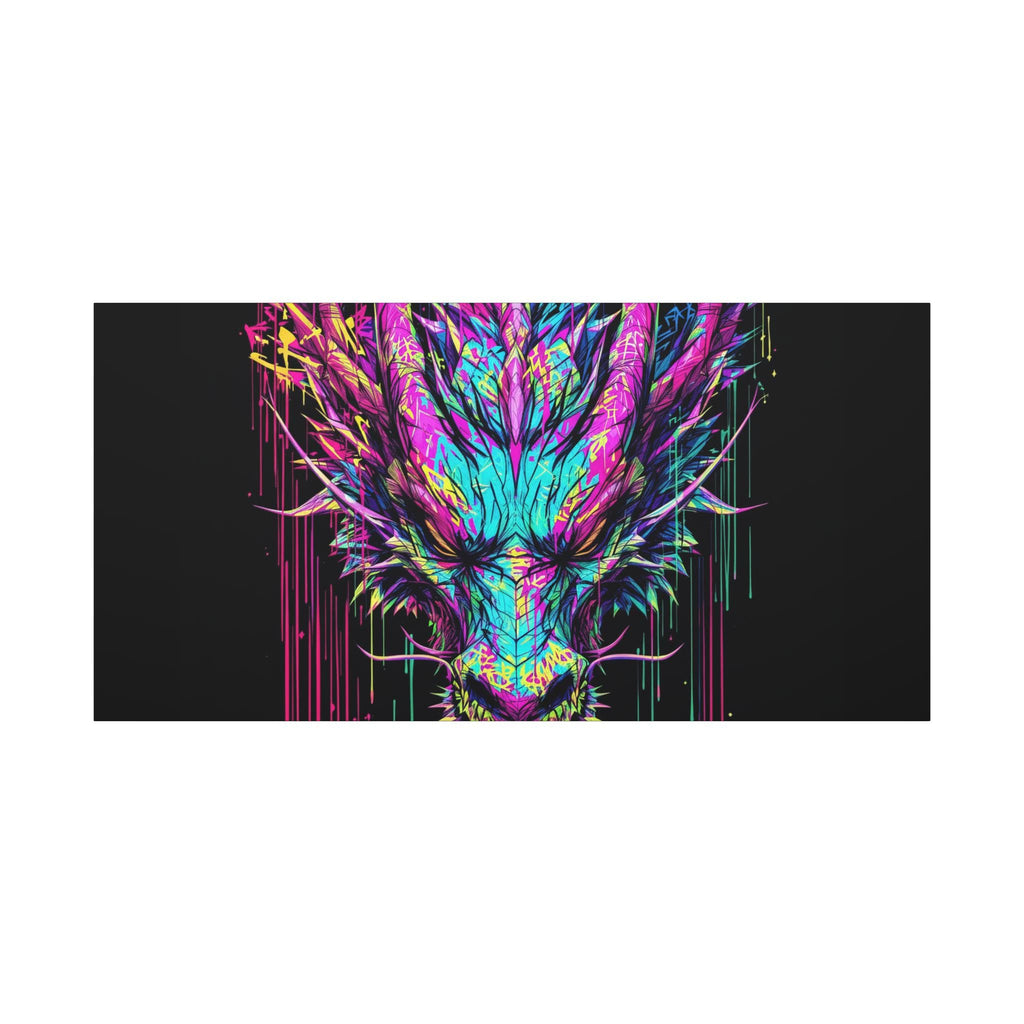 Neon Dripping Dragon Matte Canvas