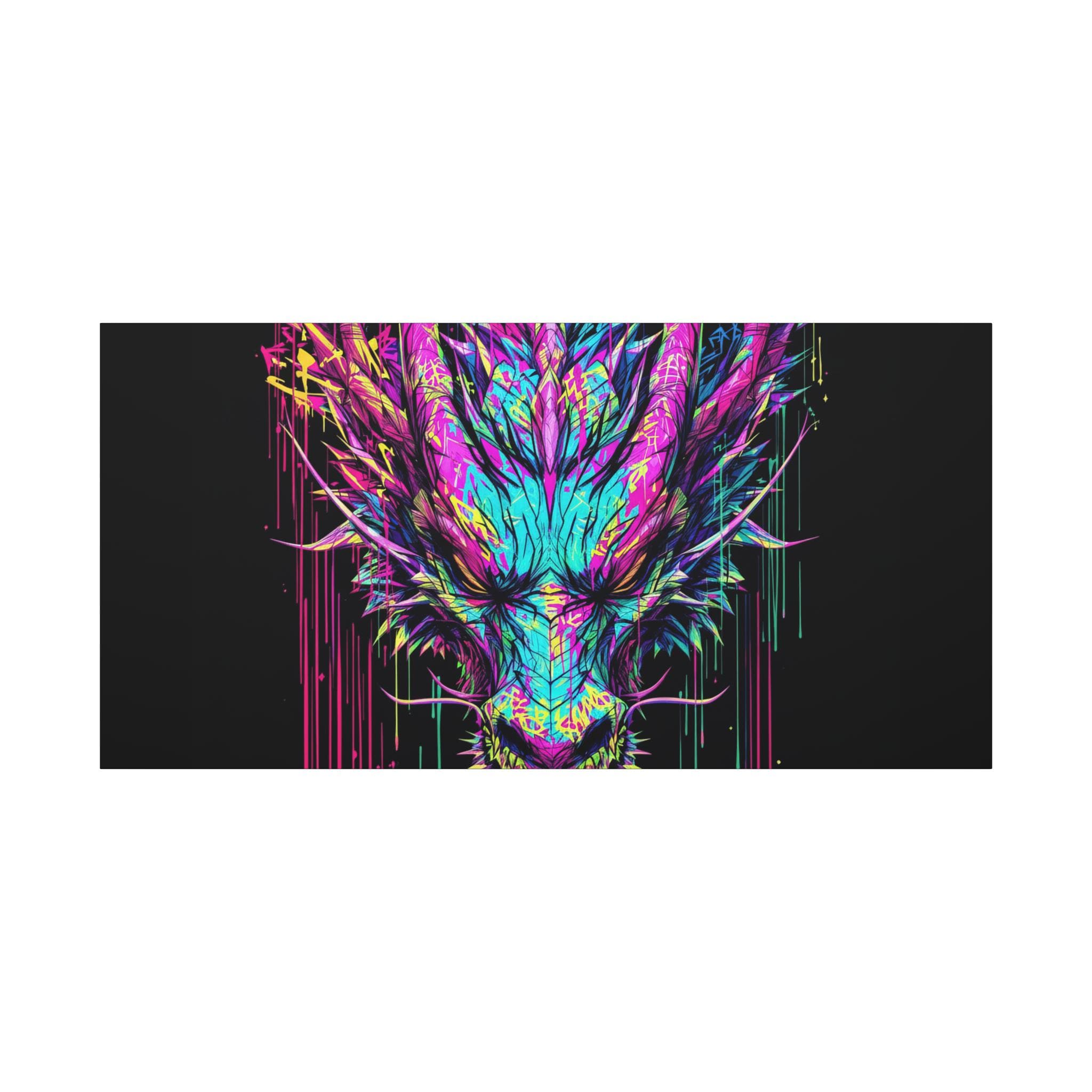 Neon Dripping Dragon Matte Canvas