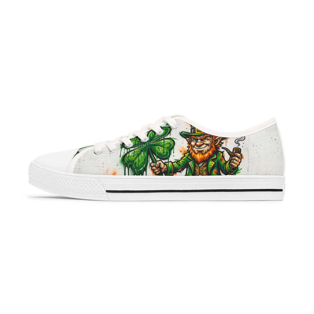 Leprechaun and Shamrock Women's Low Top Sneakers | St. Patrick's Day Shoes