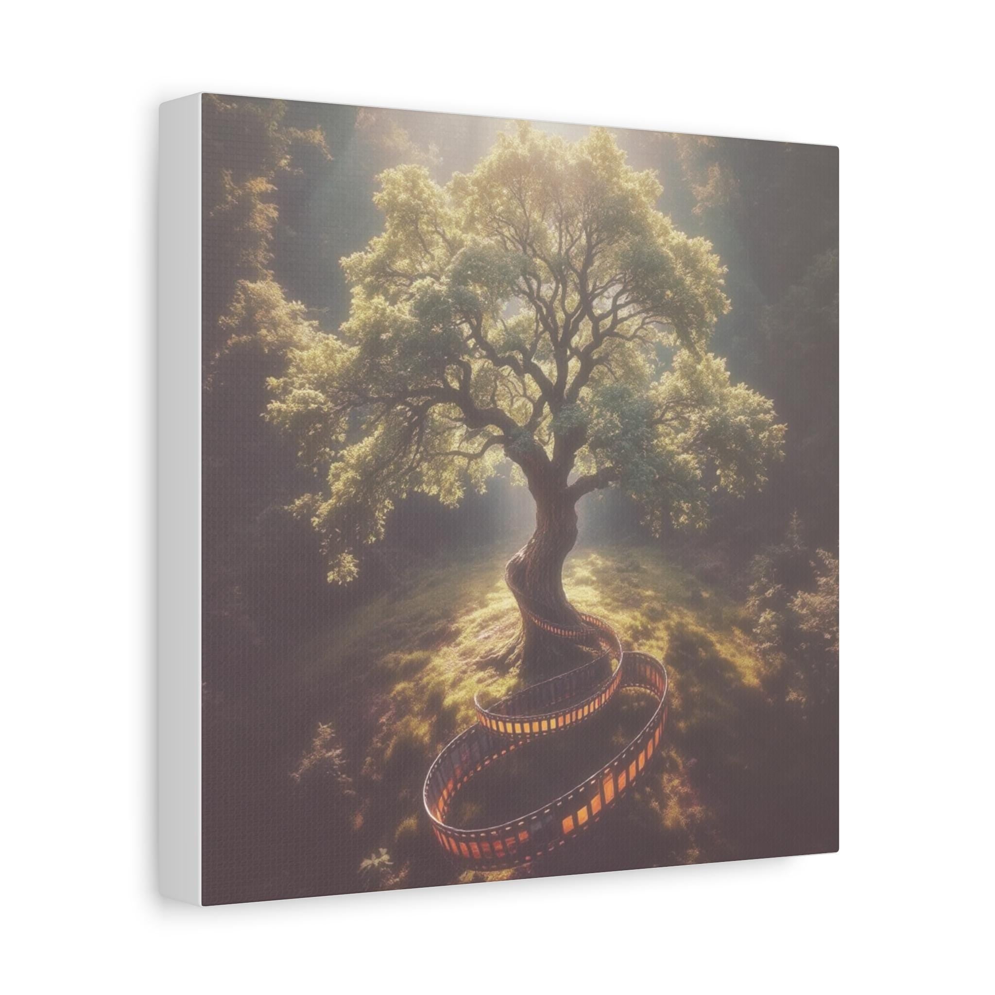 Enchanted Tree with Film Reel Spiral Canvas