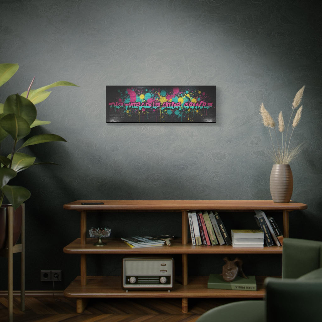 Graffiti Splatter Canvas Art | Pink Teal Street Art Print, Urban Wall Decor