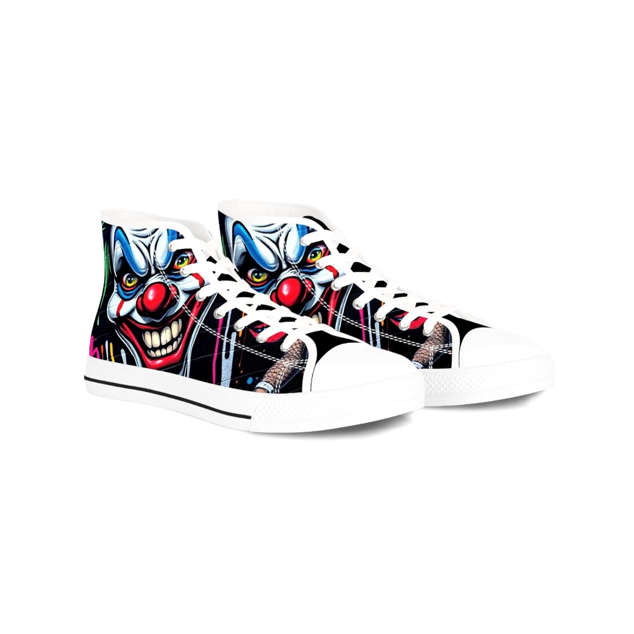 Creepy Clown Face High Top Sneakers | Horror Illustration Shoes