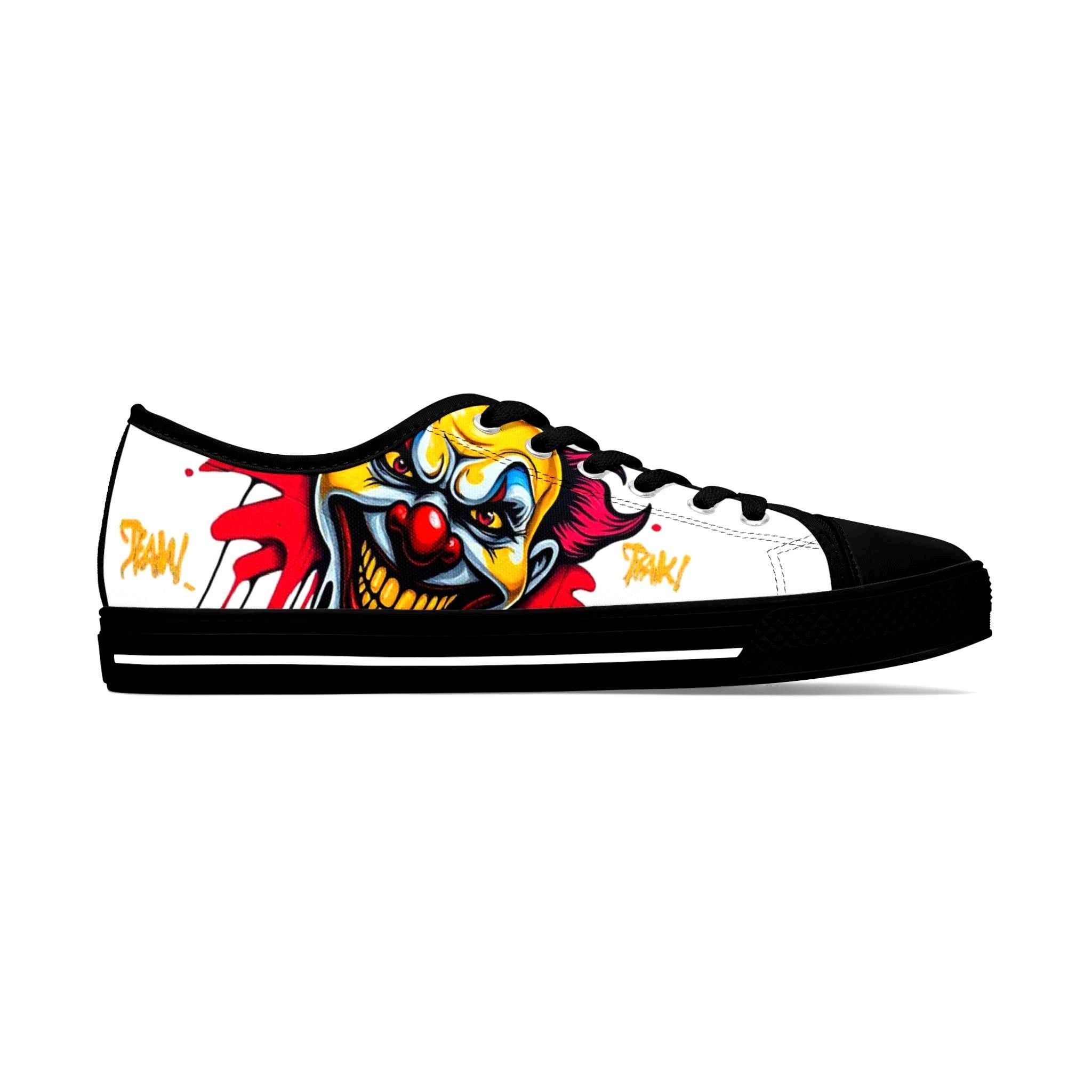 Evil Circus Clown Women's Low Top Sneakers | Horror Graffiti Art