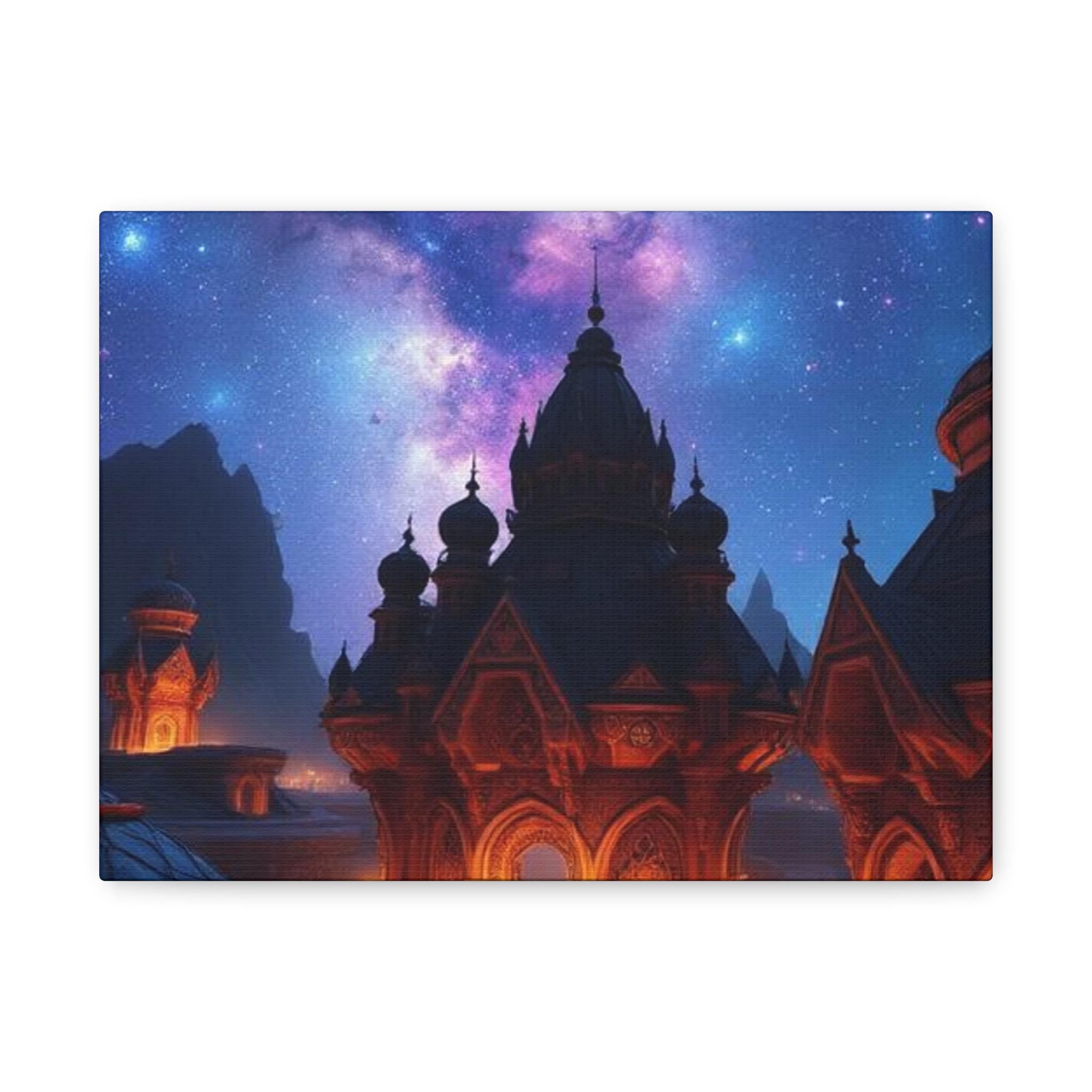 Fantasy Night Sky Palace Canvas | Matte Stretched Wall Art