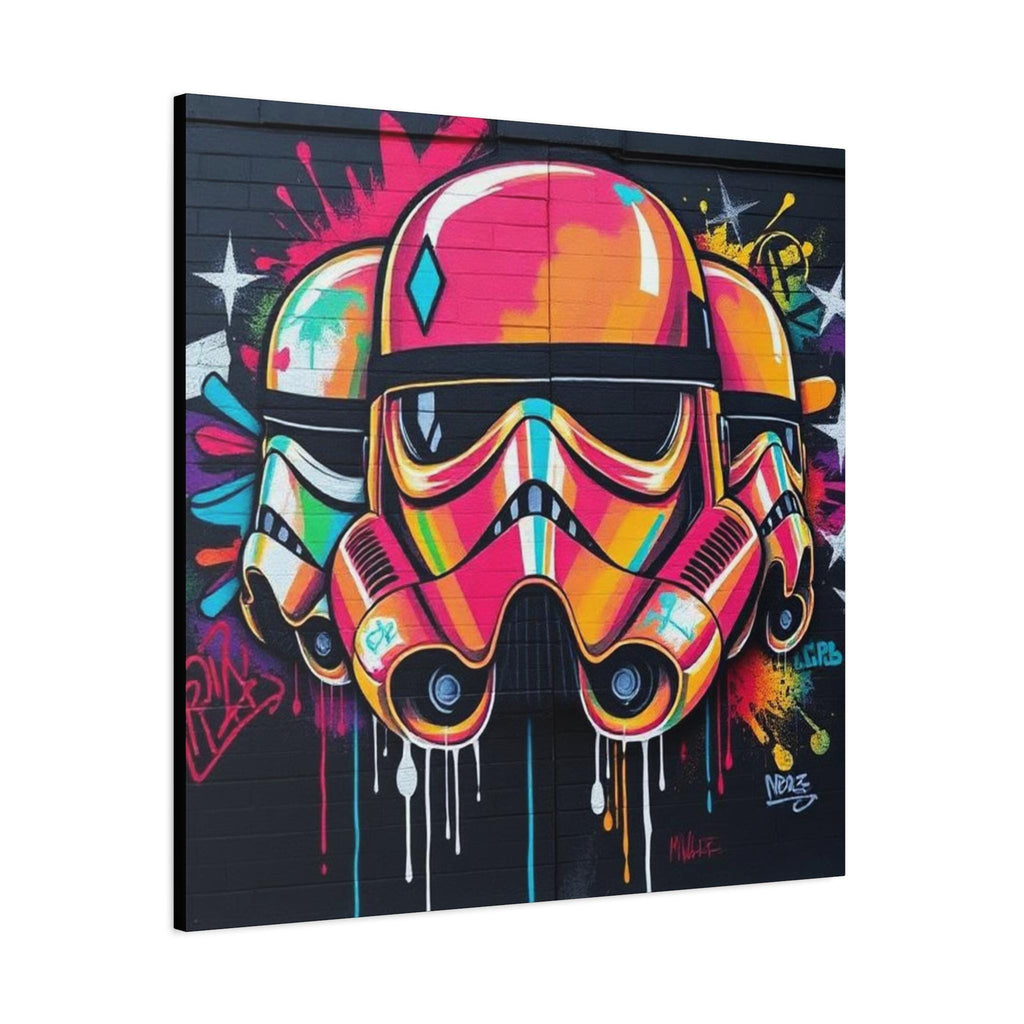 Neon Graffiti Space Trooper Canvas | Matte Stretched Wall Art