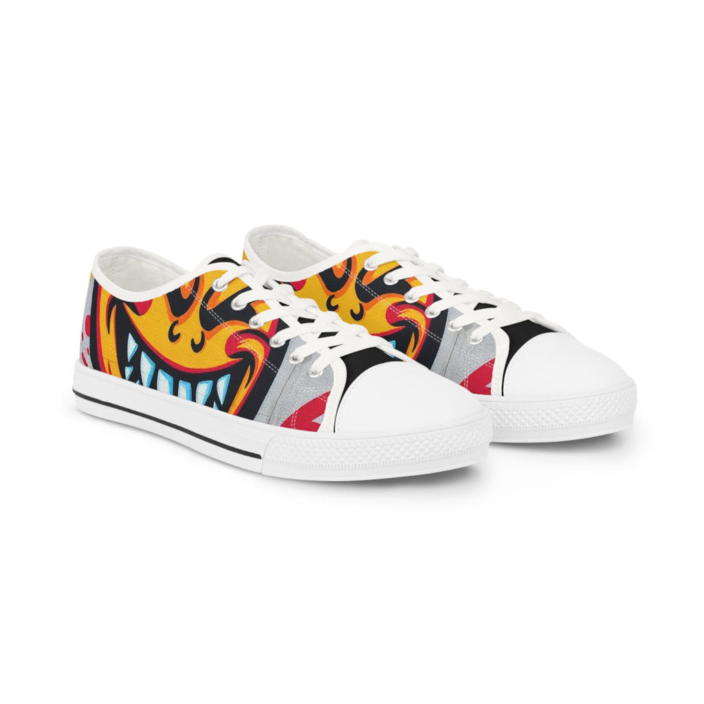 Evil Smile Graffiti Emoji Face Men's Low Top Sneakers | Bold Streetwear Illustration