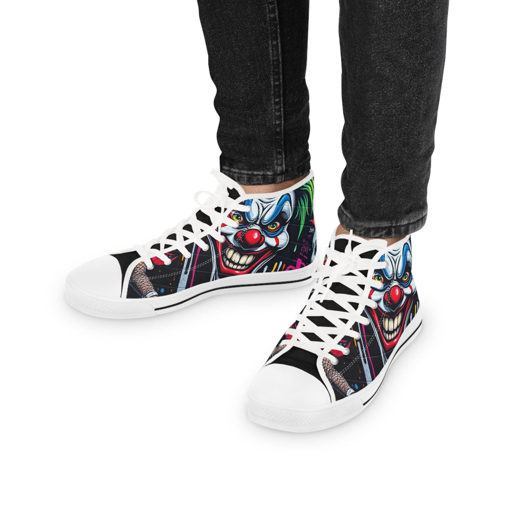 Creepy Clown Face High Top Sneakers | Horror Illustration Shoes