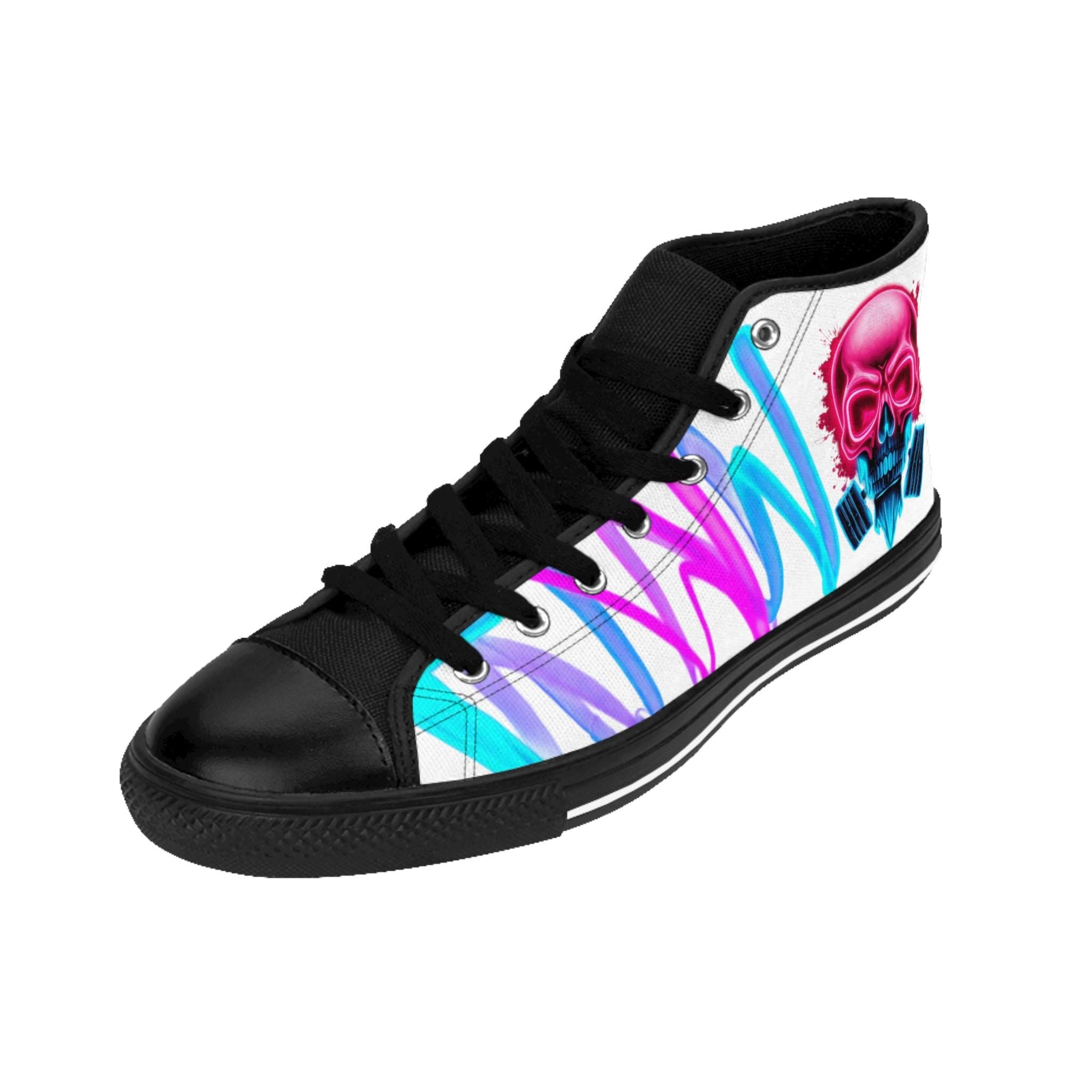 Neon Skull Graffiti Sneakers | High-Top Sneakers