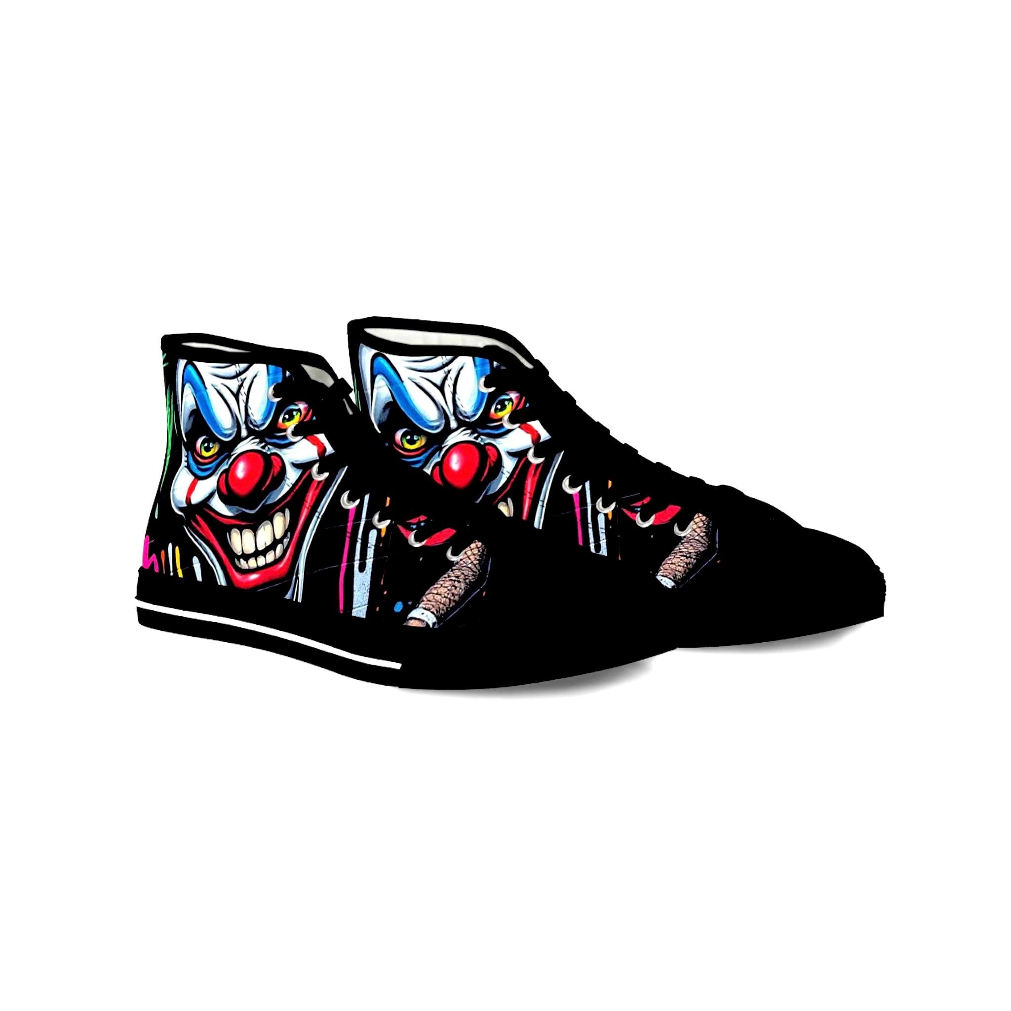 Creepy Clown Face High Top Sneakers | Horror Illustration Shoes