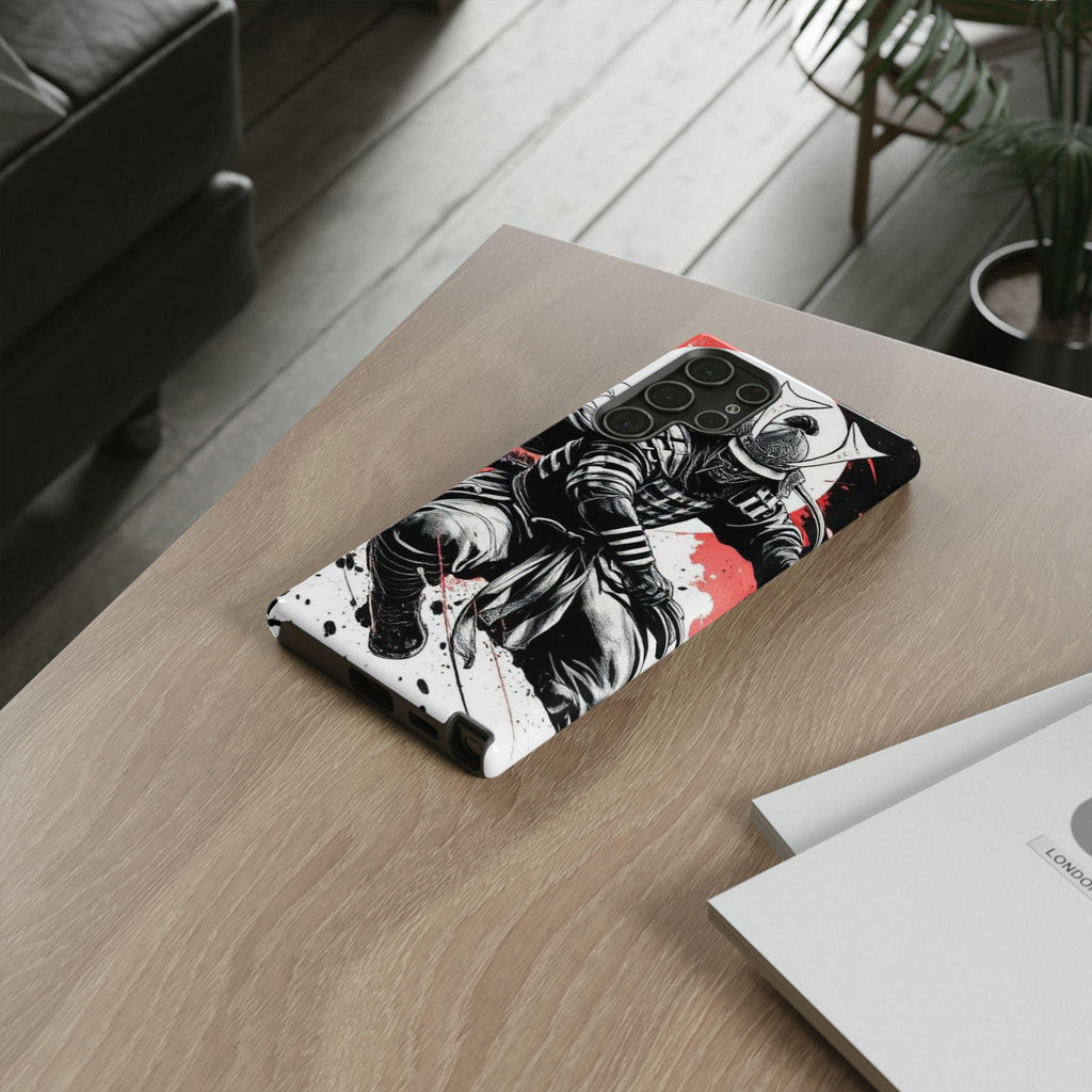 Samurai Warrior phone case | Black red ink splash, Japanese sword art
