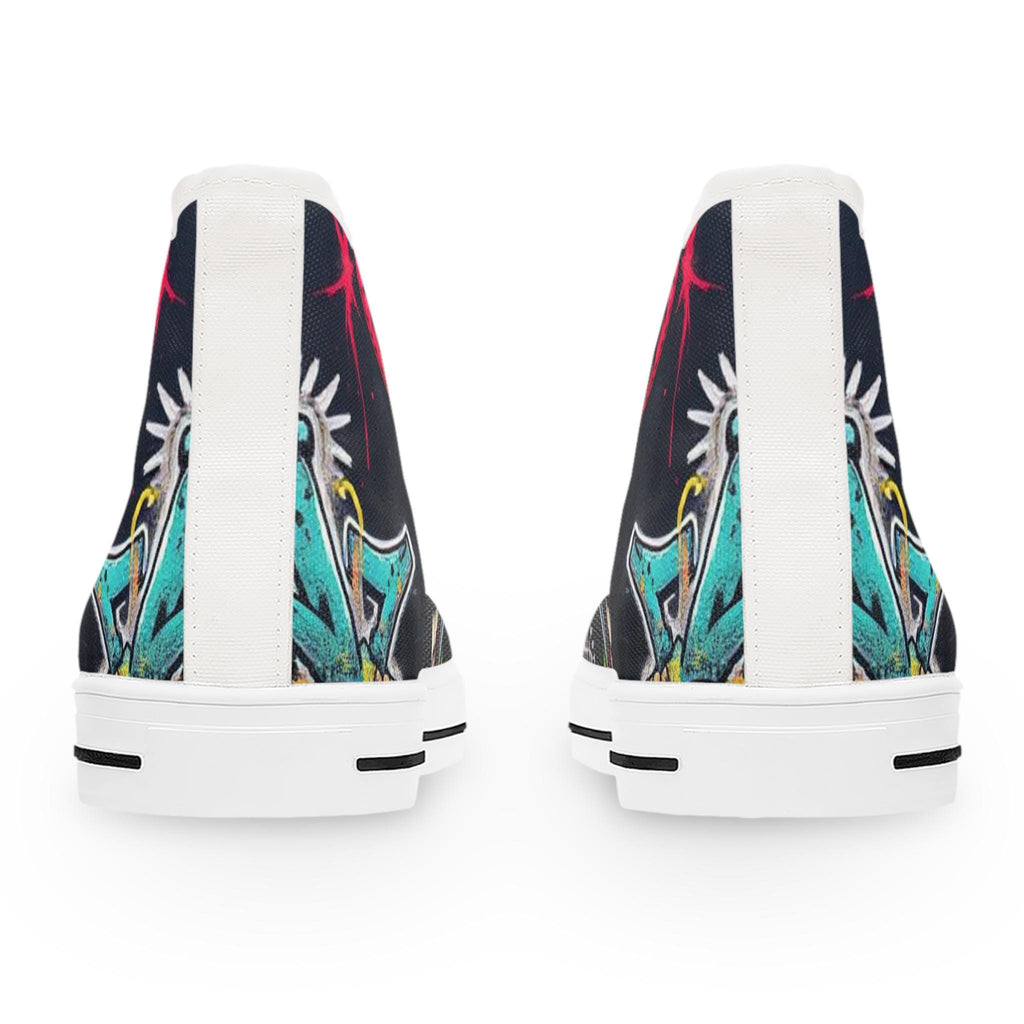 Creepy Clown Graffiti Face Women's High Top Sneakers | Horror Halloween Shoe Art