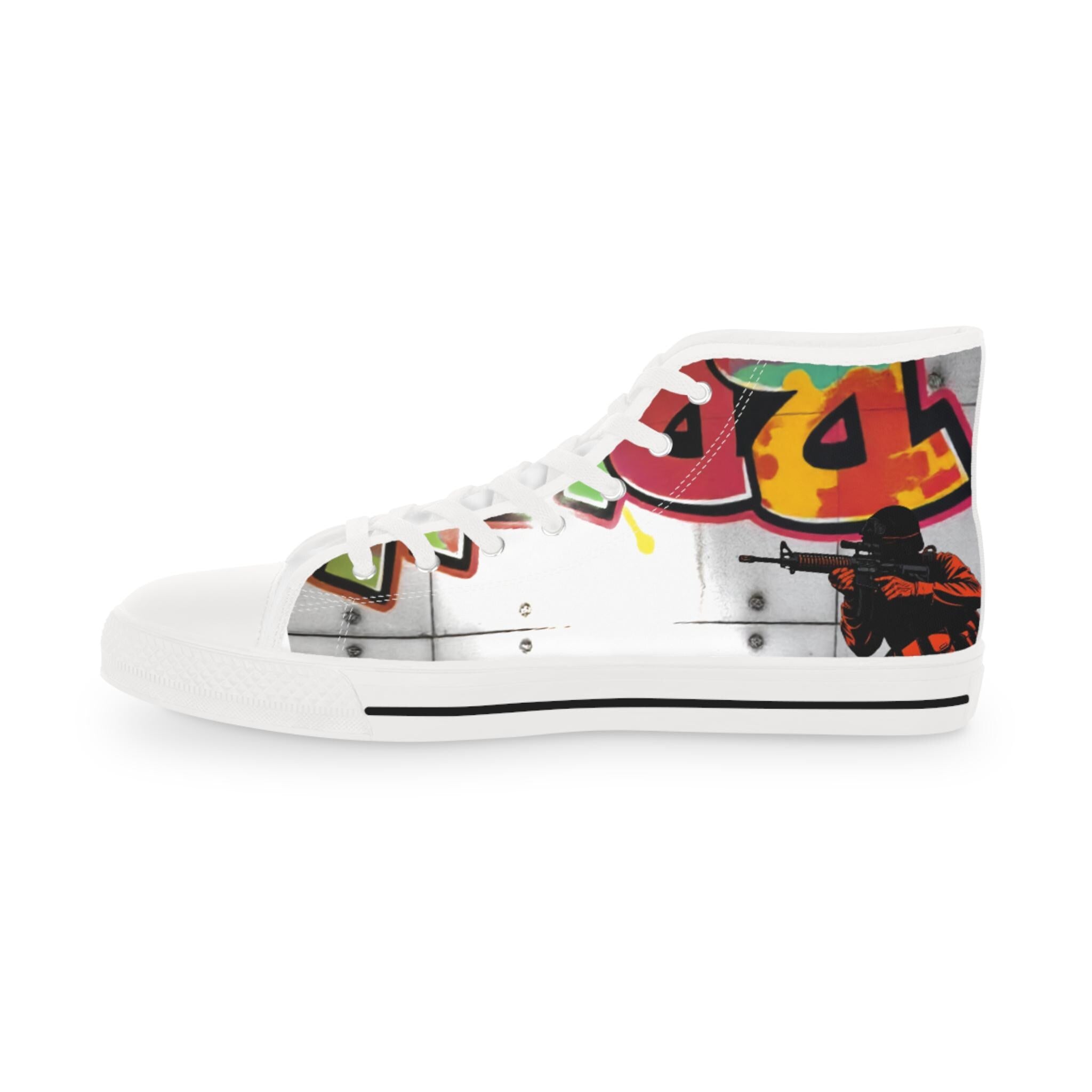Graffiti Soldier High Top Sneakers | Street Art Canvas Shoes
