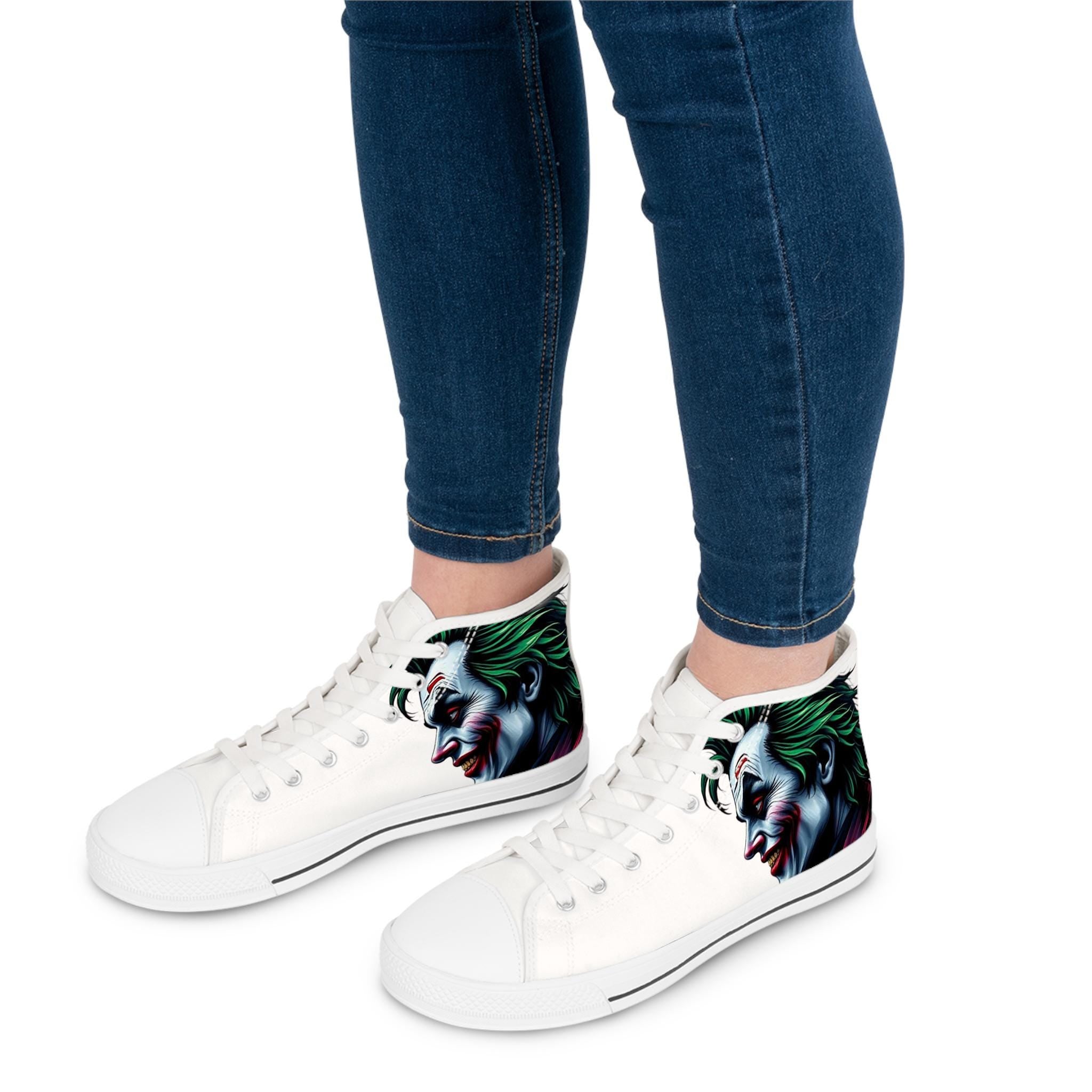 Joker Face Illustration Women's High Top Sneakers | Clown Villain Art