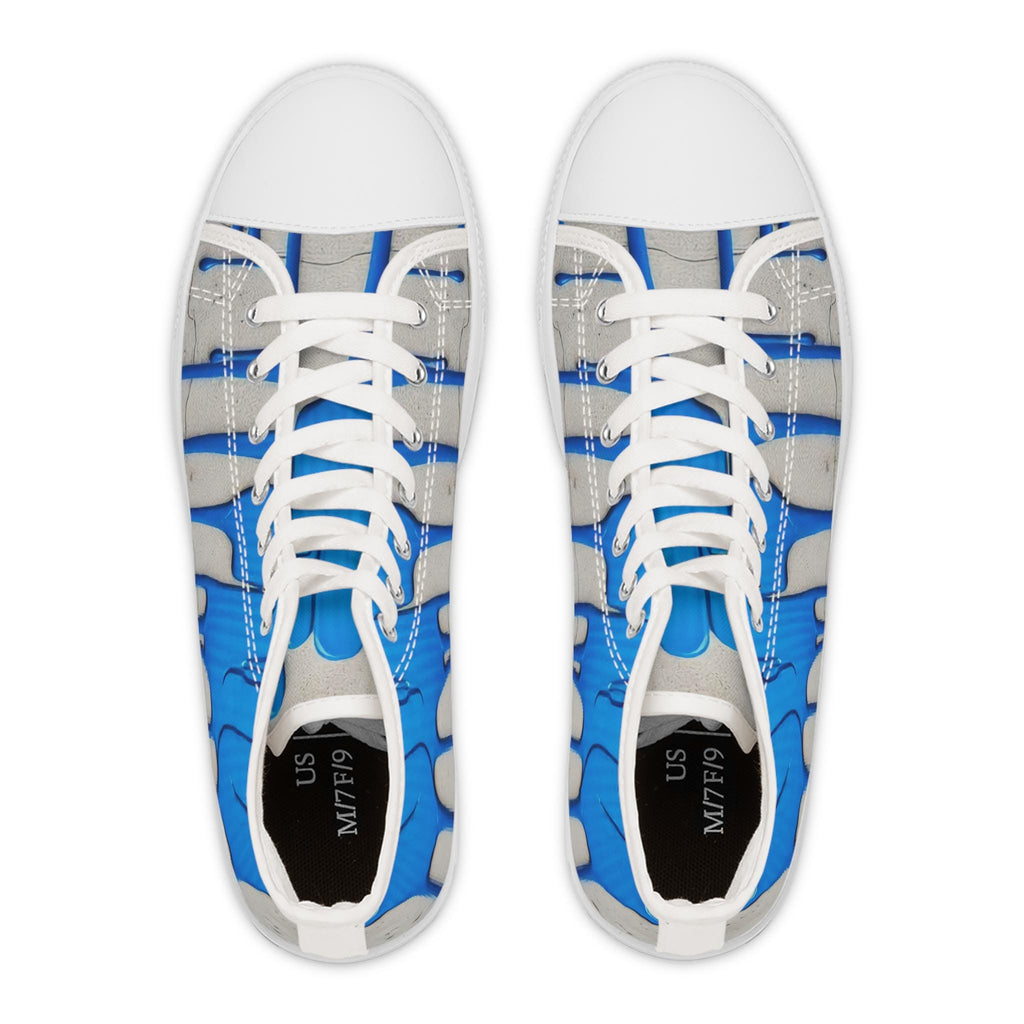 Blue Paint Drip Women's High Top Sneakers | Artistic Streetwear Shoes