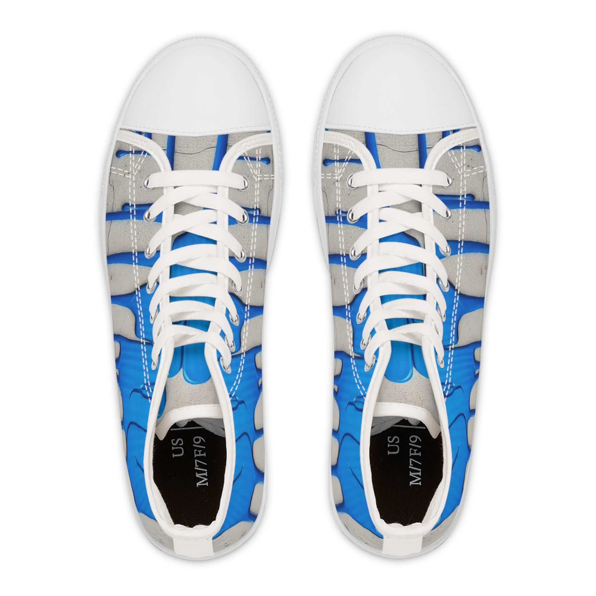 Blue Paint Drip Women's High Top Sneakers | Artistic Streetwear Shoes
