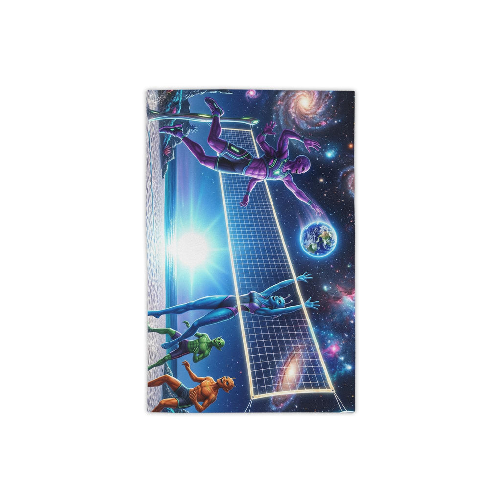 Galactic Beach Volleyball Beach Towel | Space Sunset Alien Players