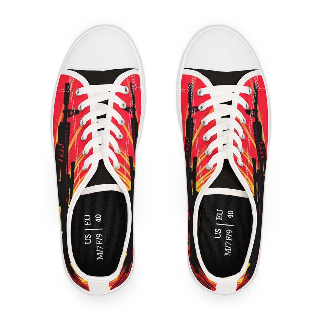 Sunburst Soldier Graphic Low Top Sneakers | Music Rock Instrument Shoes