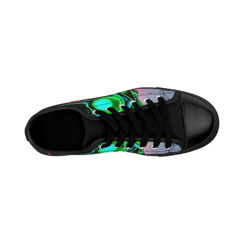 Neon Green Skull Abstract Women's Sneakers | Colorful Electric Pattern