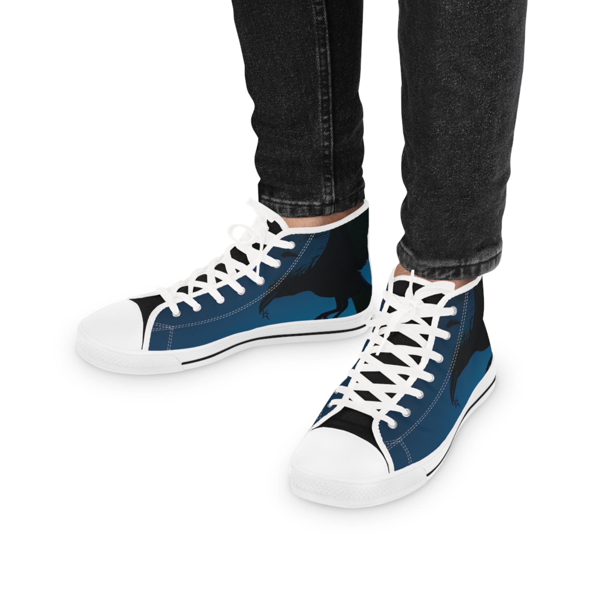 Blue Gradient Silhouette High Top Sneakers | Men's Canvas Shoes